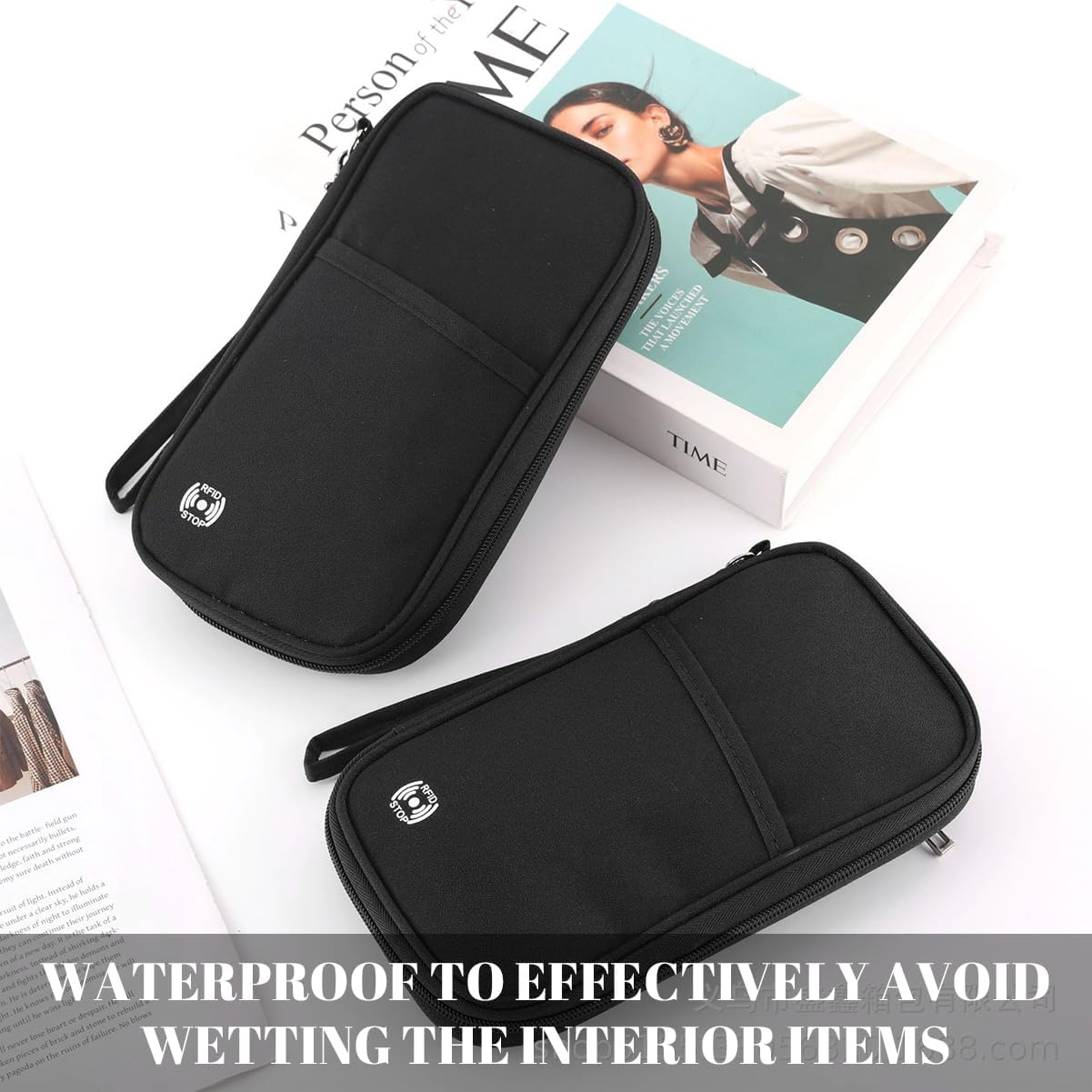 Travel Passport Wallet for Family, RFID Blocking Waterproof Document Organizer for Men & Women, Holds 4-6 Passports, Tickets, Cards & Cash, Compact Grey Travel Wallet