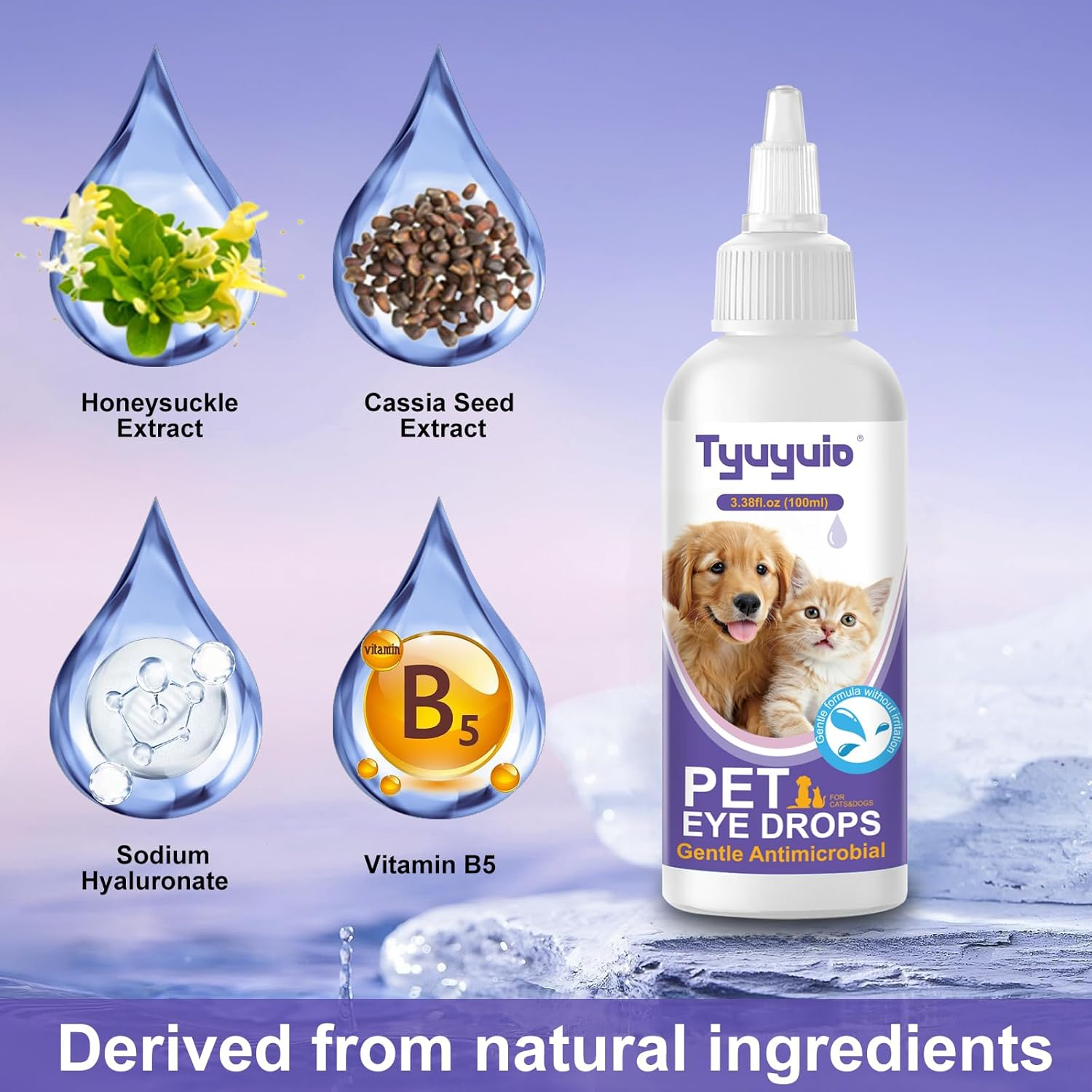 Pet Eye Drops for Dogs and Cats to Soothe Eyes Irritation & Infection Allergy,Relieve Dogs Cats Dry Eyes Pink Eyes,Pet Tear Stain Cleaner,Safe & Gentle Formula for All Animals 3.38Oz image number 5