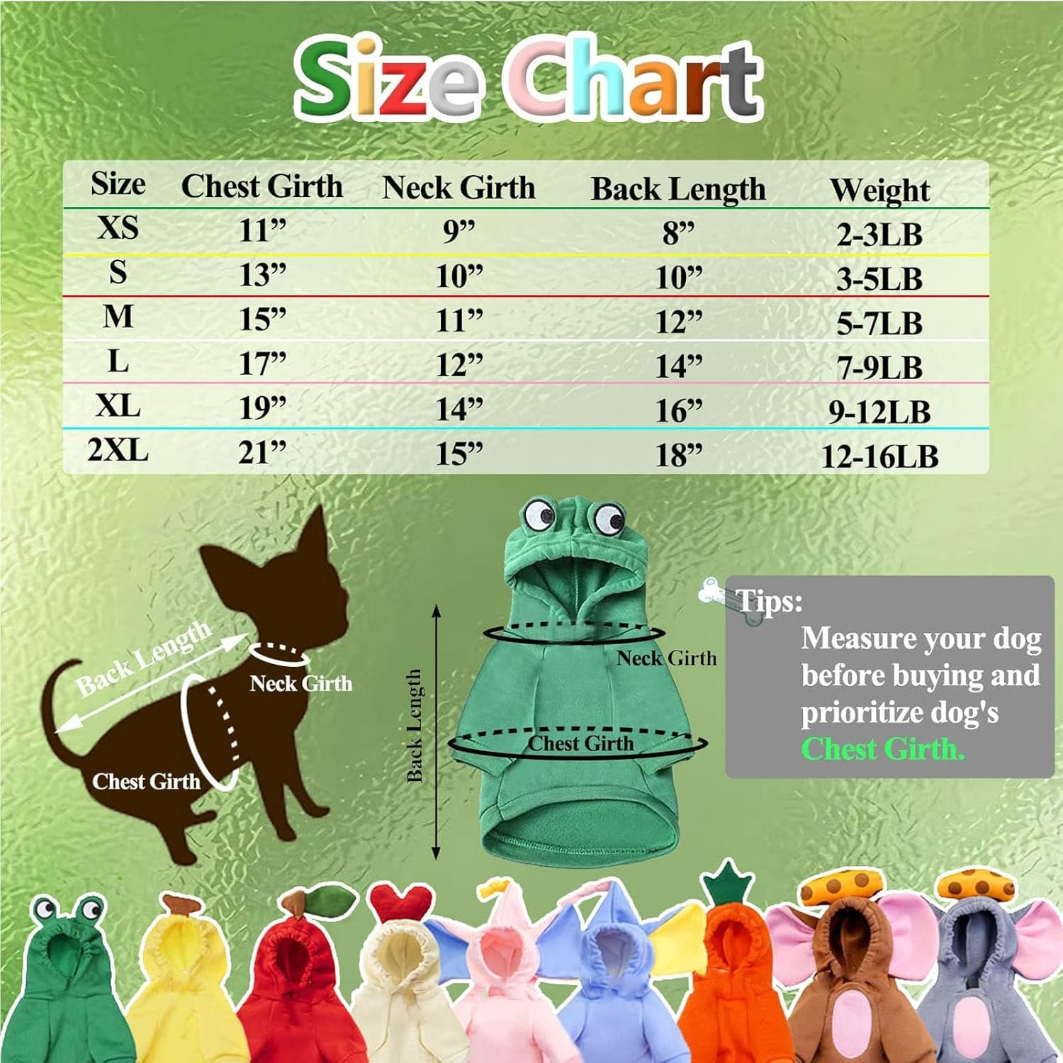 Pet Clothes, Dogs Hooded Sweatshirt Fruit Warm Coat Sweater Cold Weather Costume for Puppy Small Medium Large Dog (XXL, Green Frog) image number 4