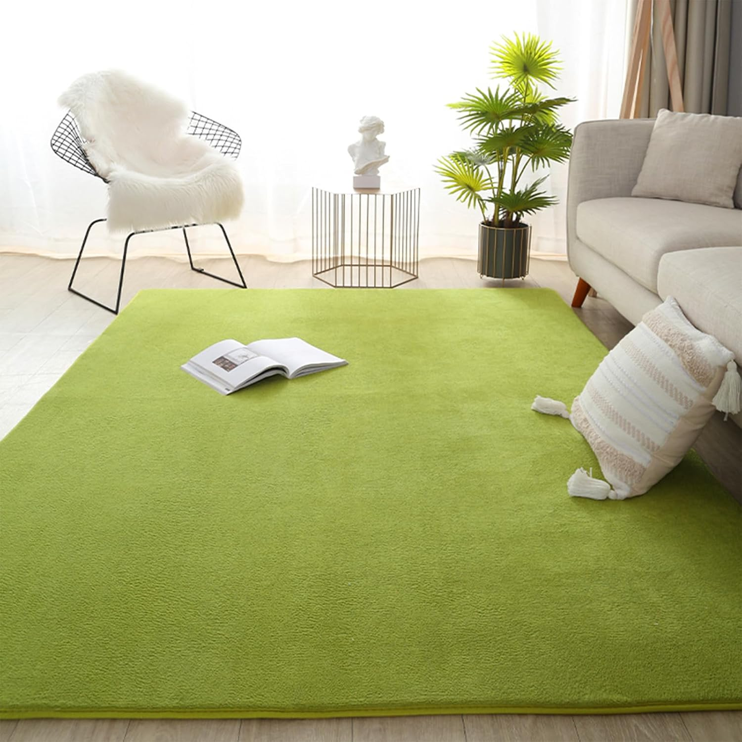 Area Rug Playmat for Kids, 1Cm Thick Coral Velvet Non-Slip Fluffy Carpet, Modern Washable Soft Fur Floor Play Mat Throw Rugs for Living Room,Bedroom,Playroom (Brown, 200X120Cm)