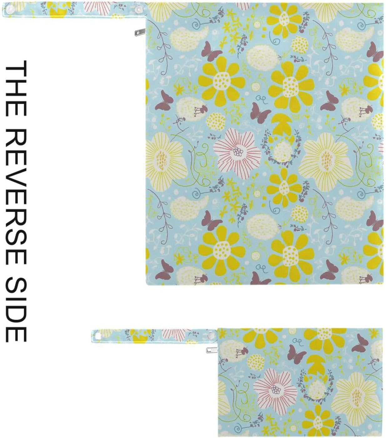 Waterproof Diaper Wet Bag 2 Pack Travel Essentials for Baby with Handles for Travel, Pool (Spring Flowers Light Color) image number 5