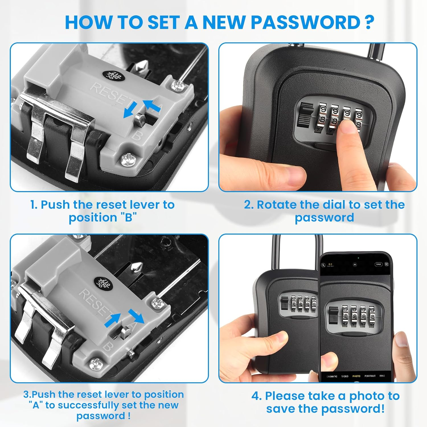 Extra Large 4-Digit Password Key Lock Box, Hanging Resettable Lock Box, with Removable Key Lock Box for outside Can Store House Keys, Car Keys and Door Cards, Suitable for Home, Office, Garage image number 1