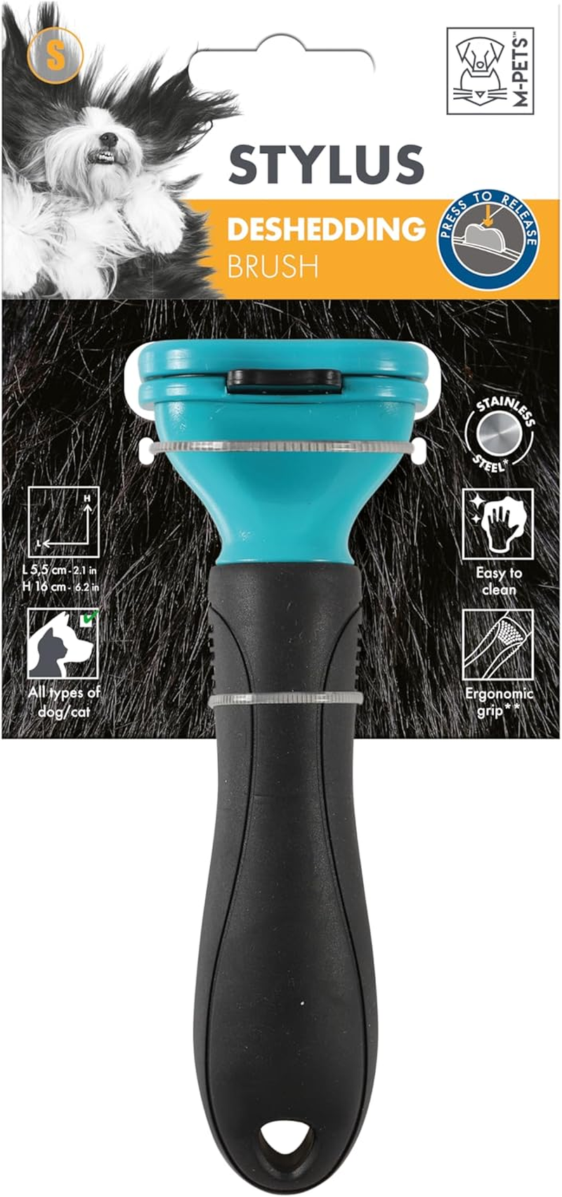 M-Pets Stylus Deshedding Brush, Small