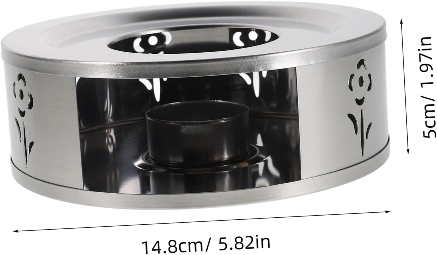 OKUMEYR Stainless Steel Tea Kettle Warmer with Floral Hollow Design Quick Heating Metal Coffee Warmer Base for Indoor Outdoor Use Suitable for Teapots Espresso Milk Tea and Social image number 3