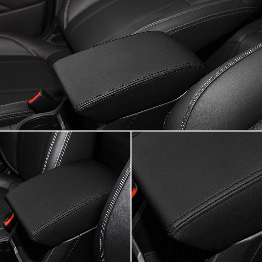 INTGET Car Center Console Armrest Cover for 2024 Subaru Forester Accessories 2019 2020 2021 2022 2023 Leather Middle Arm Rest Box Lid Cover Seat Pad Protector(Black) image number 5
