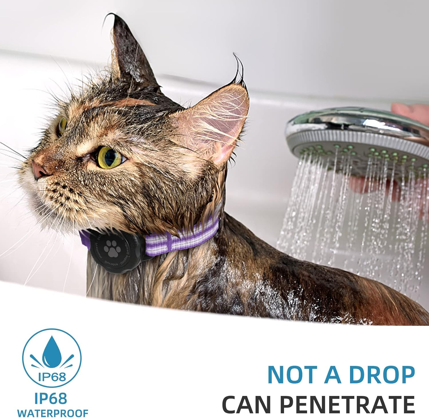 Airtag Cat Collar, Integrated Kitten Collar with 100% Waterproof Airtag Holder, Soundproof, Reflective GPS Cat Collar with Apple Air Tag Case for Kittens, Puppies (Purple, XS) image number 3