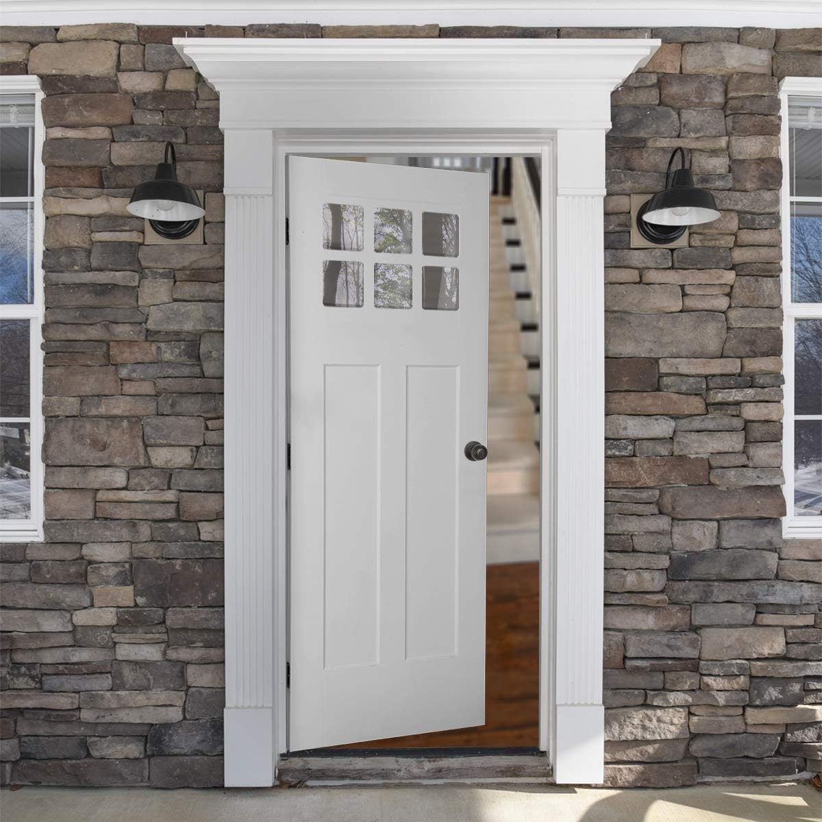 Amazon Basics Exterior Door Knob with Lock, Coastal, Matte Black