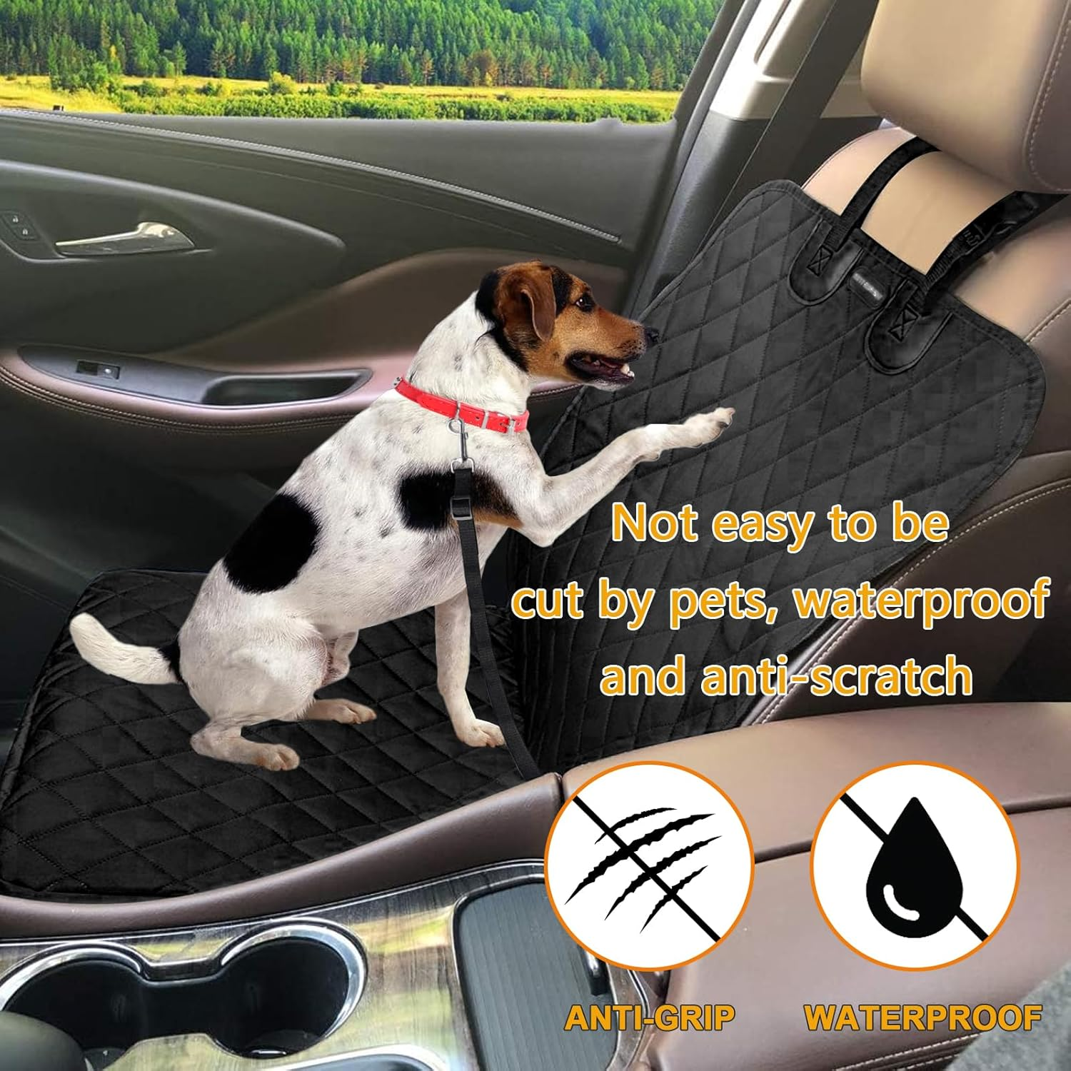 VBGURR Dog Seat Cover for Car, Waterproof Car Seat Protector for Dogs with Seat Belt, Ideal for Car, SUV, Truck, Car, Pet Blanket for Safe Transport image number 1