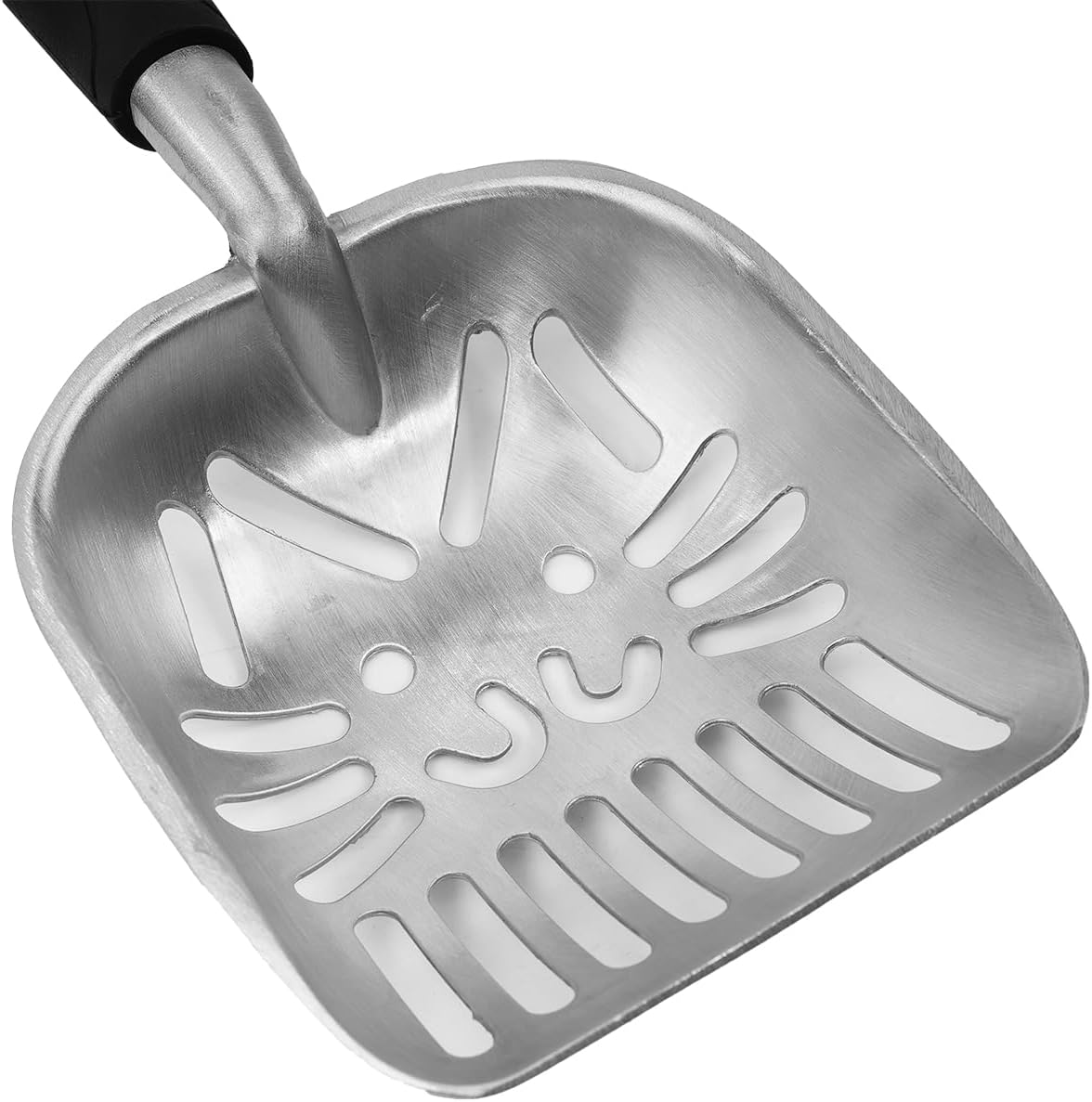 Sarini Cat Litter Scoop Durable Cat Litter Sifter Aluminum Alloy Non-Stick Cat Litter Shovel Large Cat Litter Sifter with Long Rubber Handle image number 2
