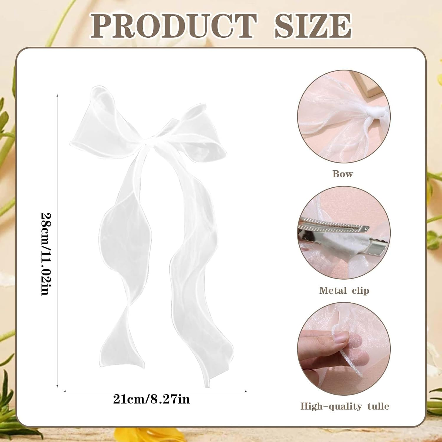 Xanthelle Veil Bride, White Tulle Hair Bow with Bow Clip, Bridal Veil for Hen Party, Wedding Veil Short for Women and Girls image number 3