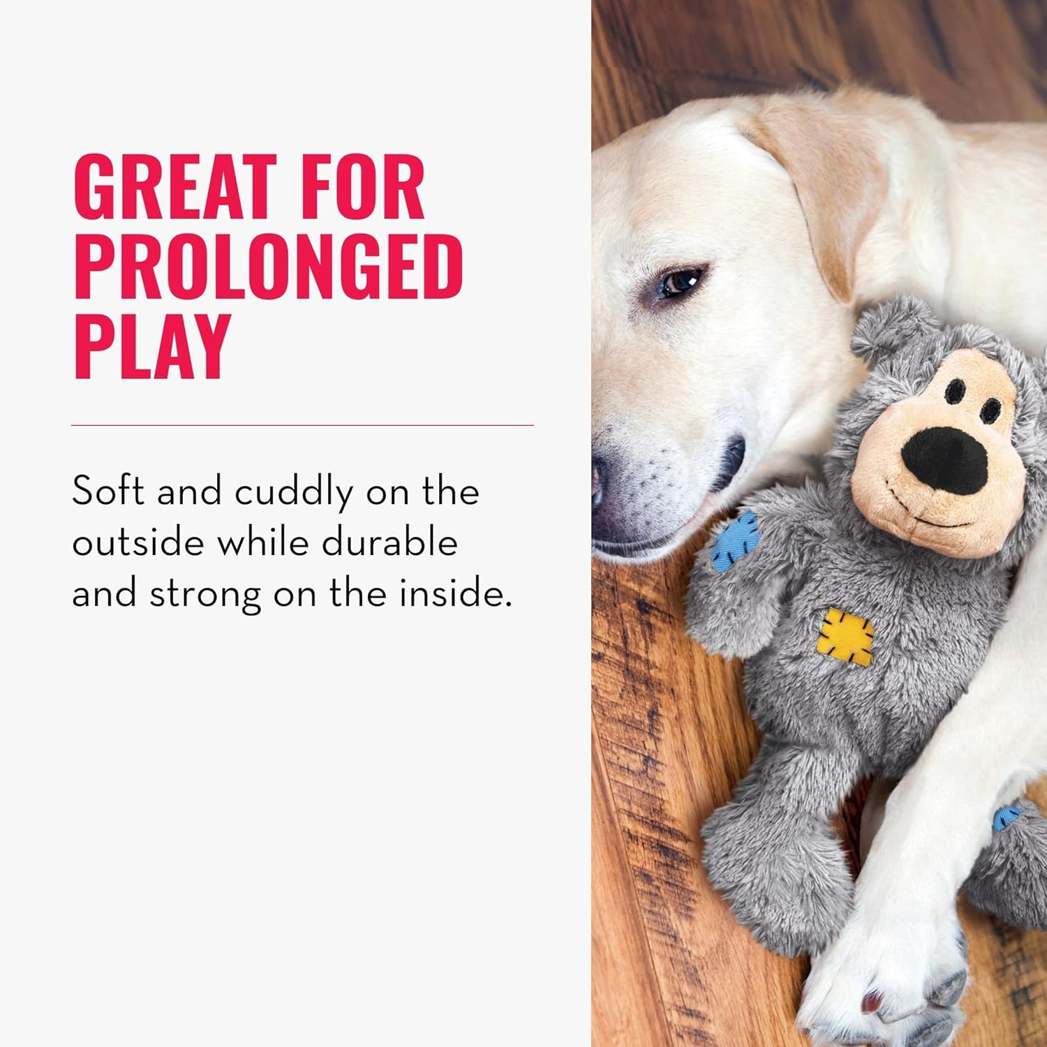 KONG - Wild Knots Bear - Internal Knotted Ropes and Minimal Stuffing for Less Mess (Assorted Colours) - for X-Large Dogs