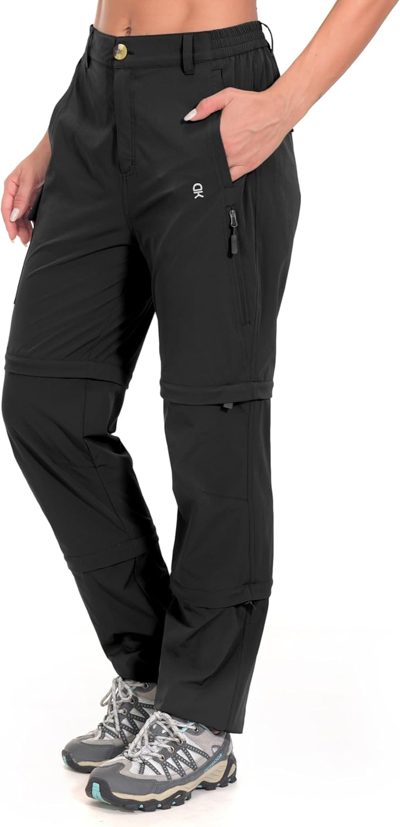 Little Donkey Andy Women'S Stretch Convertible Pants, Zip-Off Quick-Dry Hiking Pants Black Size XS image number 2