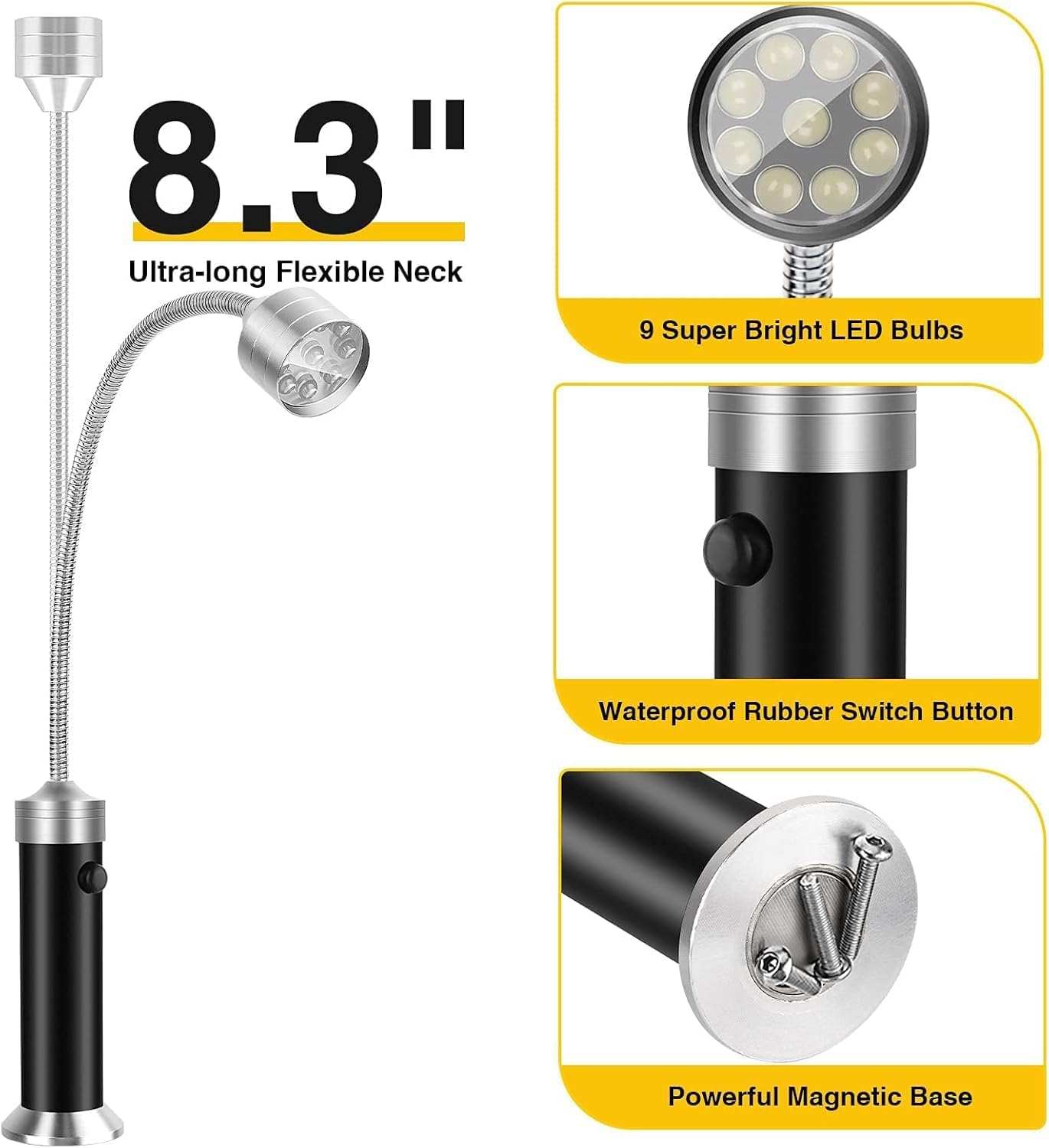 Barbecue Grill Light, Magnetic Base 360&deg; Rotate, Super-Bright, Grilling Gifts for Men, Gifts for Birthday Anniversary, Weather Resistant, Powerful LED BBQ Light 2 Pack