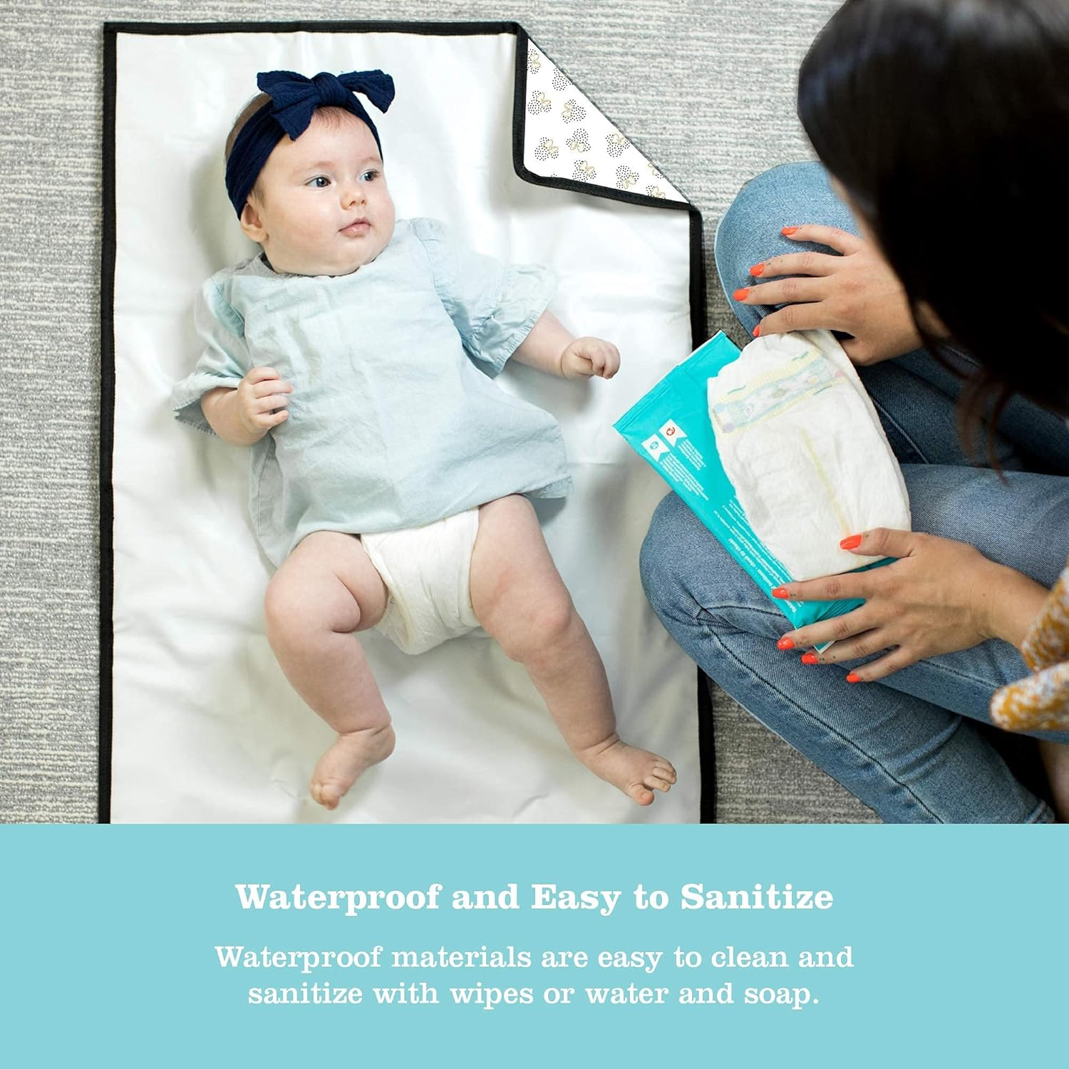 J.L. Childress Disney Baby by Full Body Portable Changing Pad for Baby, Mickey Minnie Ivory, 19X30 Inch (Pack of 1) image number 3