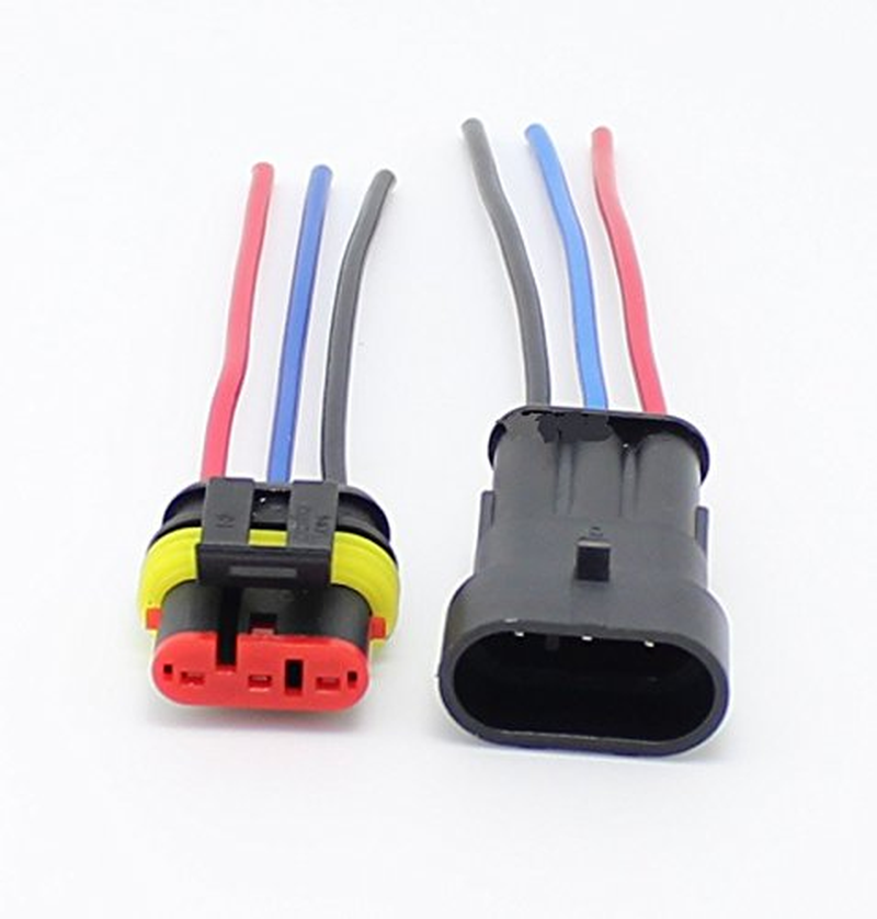 HIGHROCK 5 Kit 3 Pin Way Car Waterproof Electrical Connector Plug with Wire AWG Marine image number 3