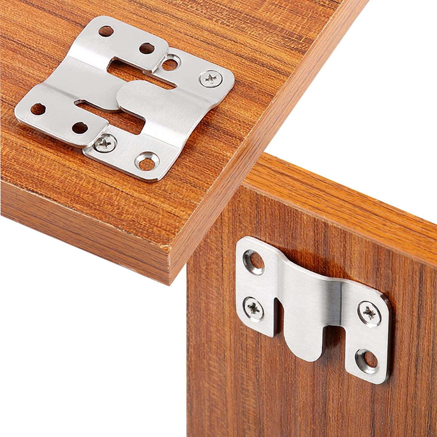 Ymaiss 36Packs Stainless Steel Flush Mount Bracket, Interlocking Photo Frame Hook 54X30Mm Heavy Duty Picture Hangers, Z Clip Bracket, Furniture Connector for Photo Mirrors Wall Mount Hardware image number 5