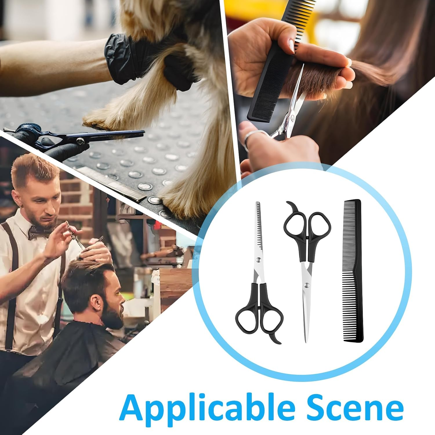 Tiyiyok Hairdressing Scissors, Hair Cutting Scissors, Set of 3 for Comfortable Grip for Beautiful Hairstyles, Barbershop, Barber, for Men, Women and Children, for Family Use (17 Cm) image number 5