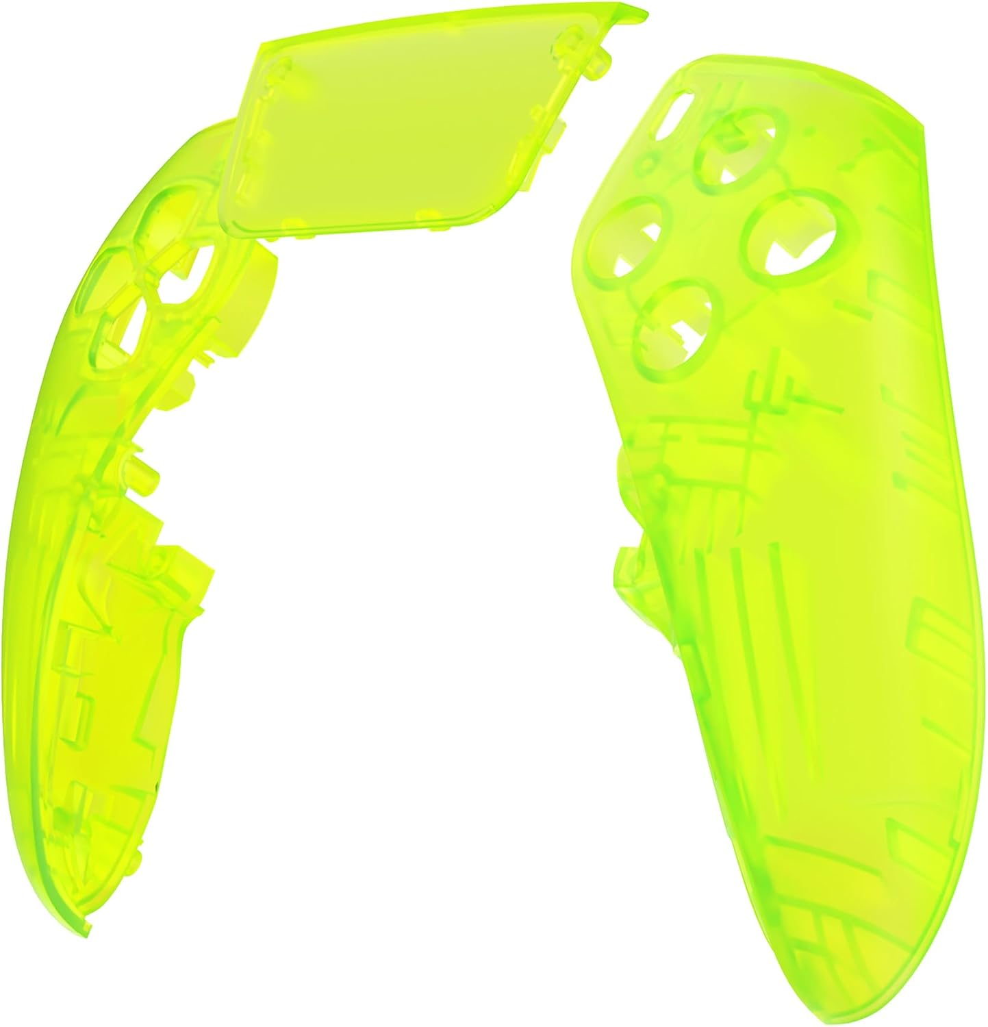 Extremerate Left Right Front Shell and Touchpad Compatible with P S 5 Edge Controller, Clear Lime Green Replacement Faceplate Shell Custom Touch Pad Cover Compatible with P S 5 Edge Controller image number 1