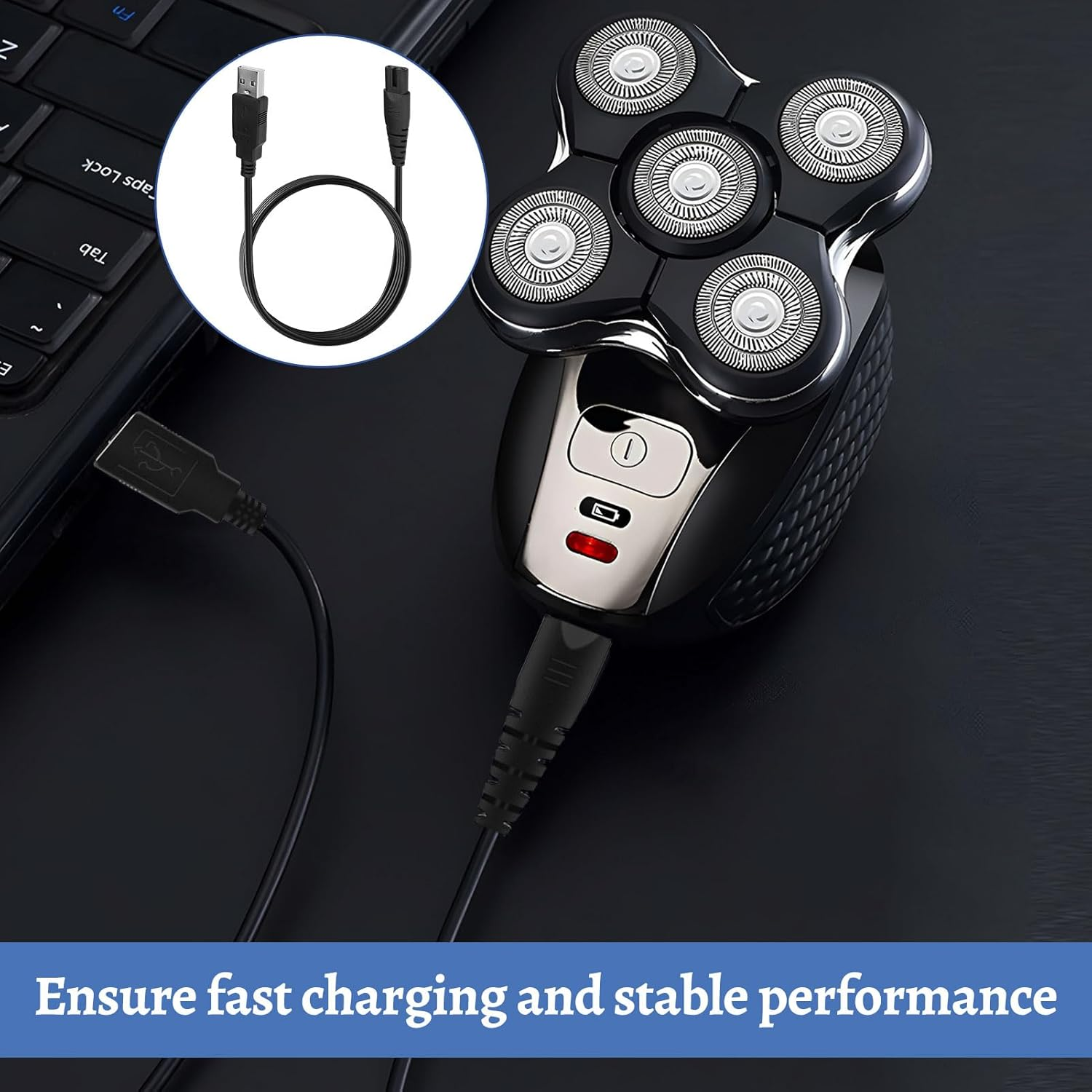 Ruinous 1.2M Black USB Charging Cable for Skull Shaver, Trimmer, Compatible with Philips Trimmer Charger, Palm, Pitbull Gold PRO image number 1