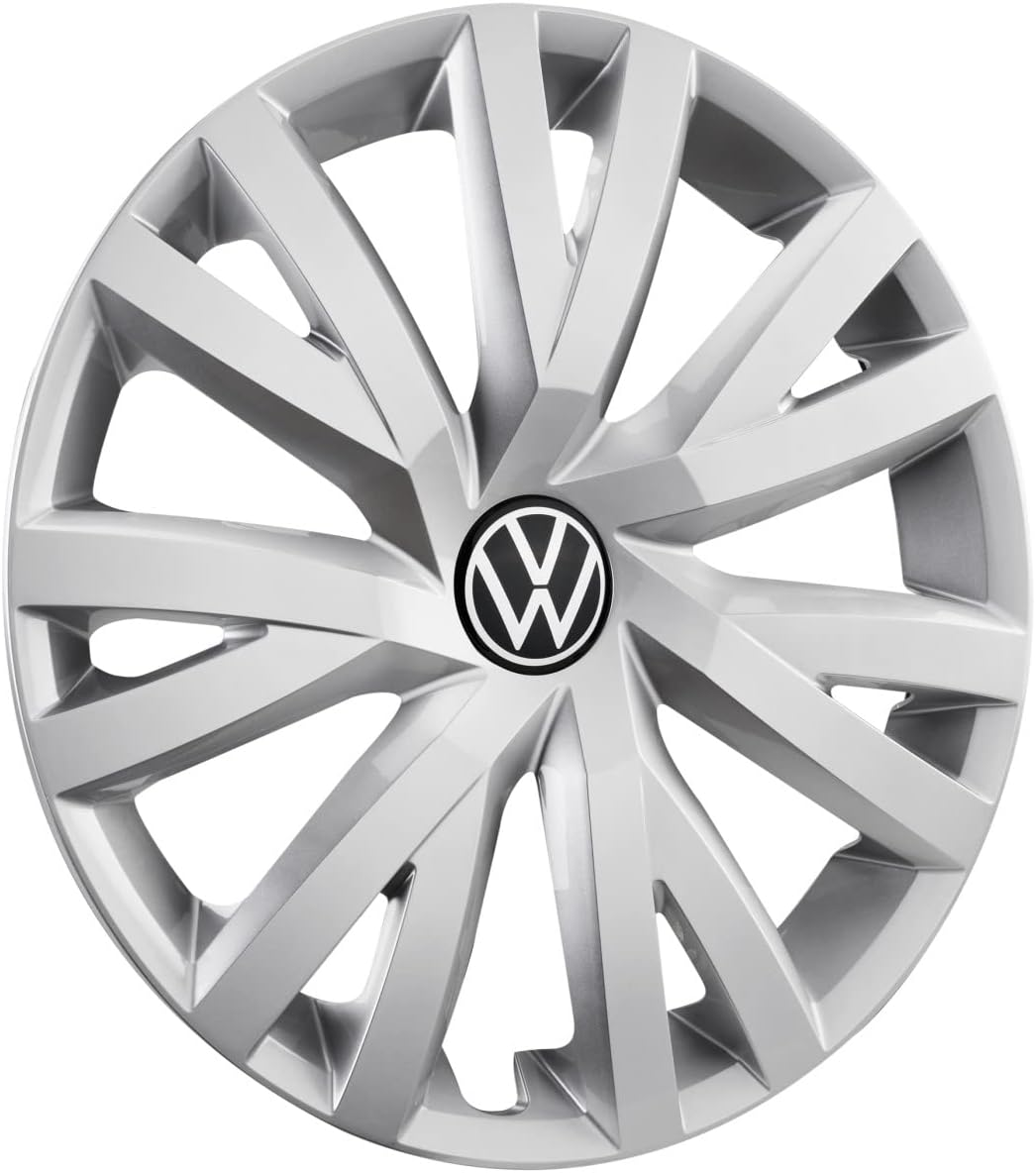 Volkswagen 5H0071456UWP Hub Caps (Set of 4) 16 Inch Steel Wheel Trims Brilliant Silver image number 1