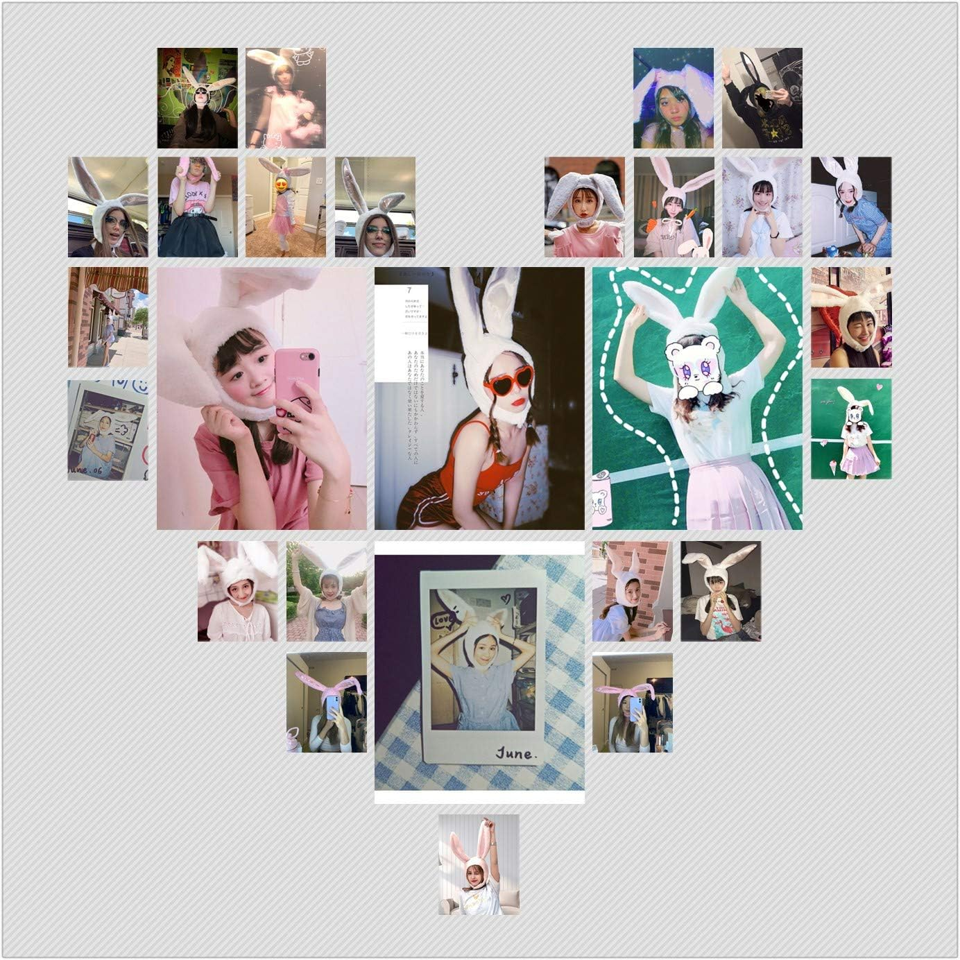 Cute Bunny Hat Ears Fun Plush Hood Women Costume Winter Hats Super Warm Soft and Cozy - Rabbit ( Pink） image number 5