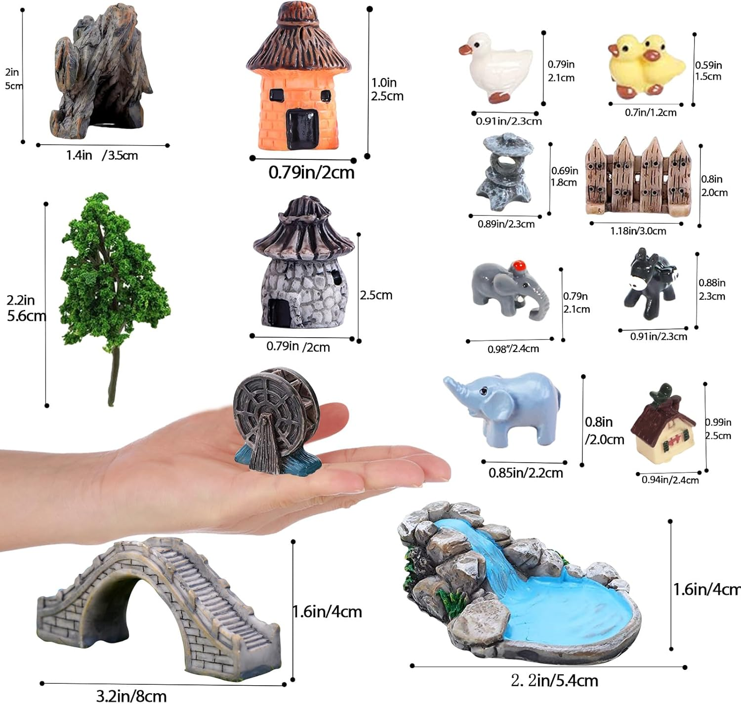 CHAKANLX Fairy Garden Accessories Outdoor, 42 Zen Accessories, Miniature Decorations Supplies for Micro Landscape Decoration Plant Pots Bonsai Craft Decor-Miniature Kit,Ca2-Hy1006 - Multicolor image number 7