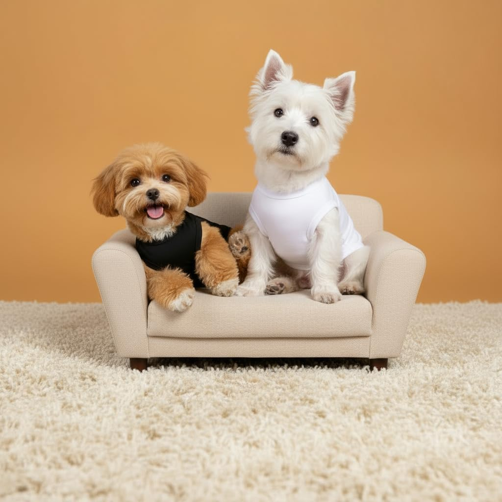 Chol & Vivi Dog Shirts Clothes, Dog Clothes T Shirt Vest Soft and Thin, 2Pcs Blank Shirts Clothes Fit for Extra Small Medium Large Extra Large Size Dog Puppy, Medium Size, Black and White image number 1