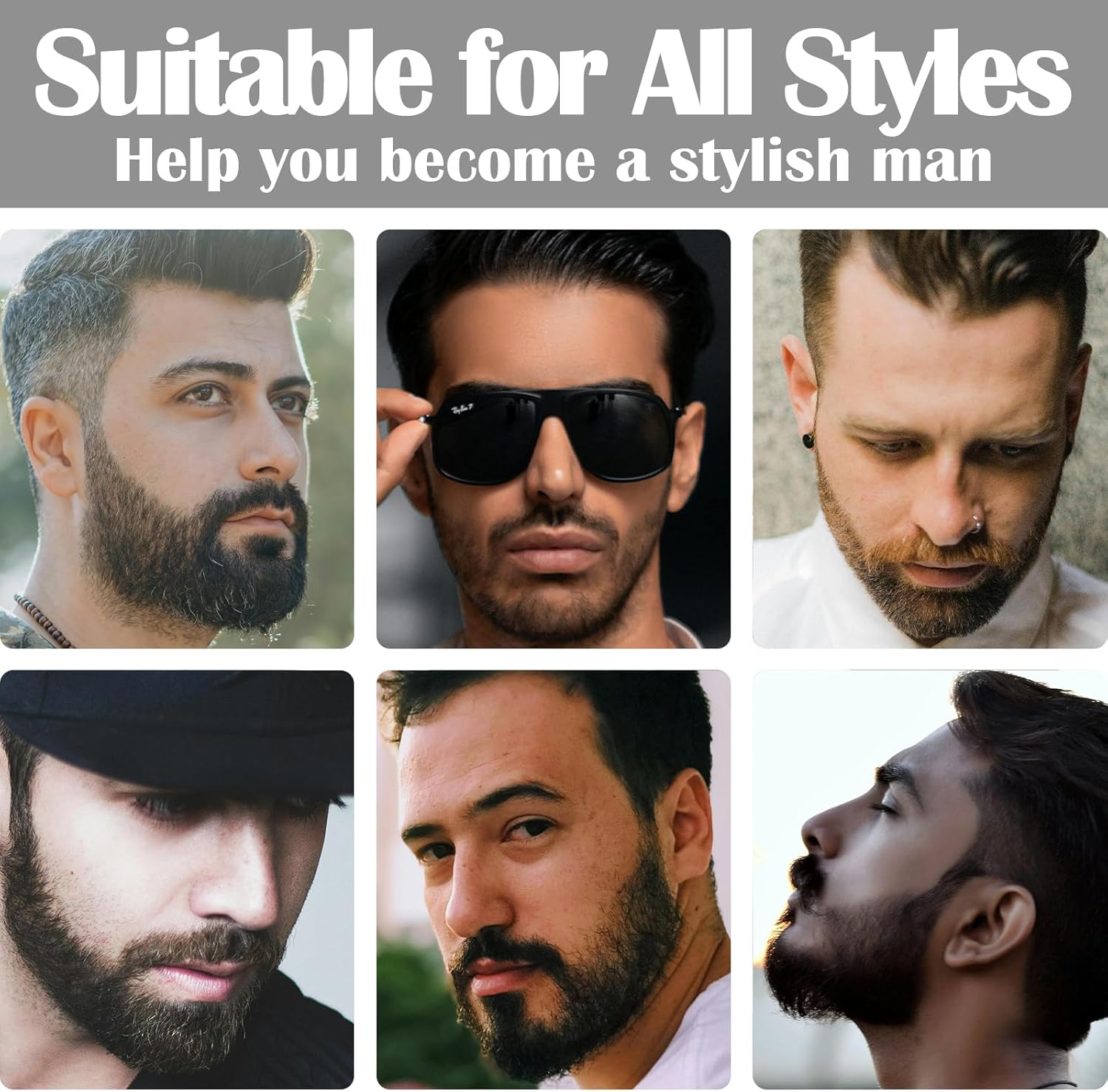 Wowled Beard Pencil Filler for Men, Barber Beard Tint Filling Beard Pen Kit Waterproof Sweatproof for All Hair Types Moustache Eyebrows (Black, #2 Dual-Tip Pen - Pack of 1 Set) image number 2