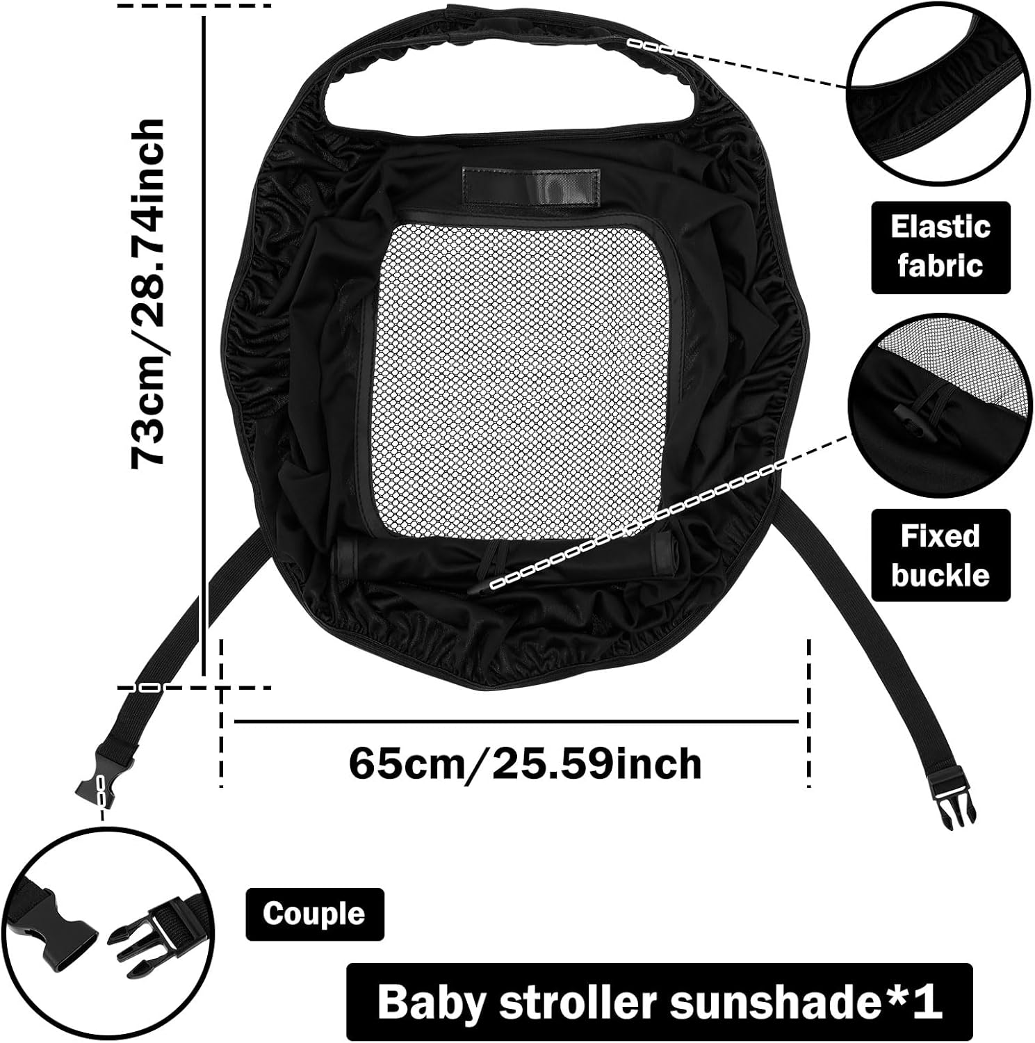 Stroller Sun Shade for Baby, Breathable Sun Protection Pushchair Canopy with Skylight Lightweight Pram Parasol Easy to Assemble for Stroller (With Skylight) - With Skylight image number 2