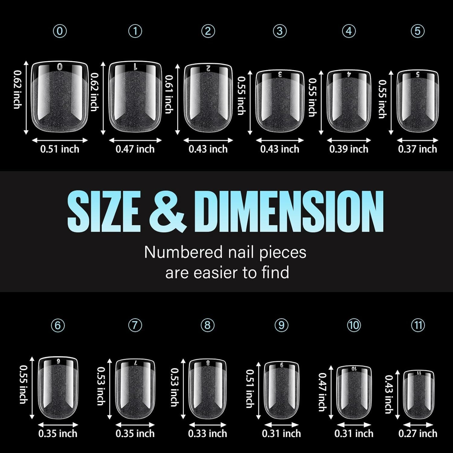 Short Fake Nails, Acrylic Nail Tips, Clear Press-On Nails for Beginners & Pro DIY Gel Manicure, Full Cover French Tips for Nail Extensions & Salon(192Pcs) image number 2