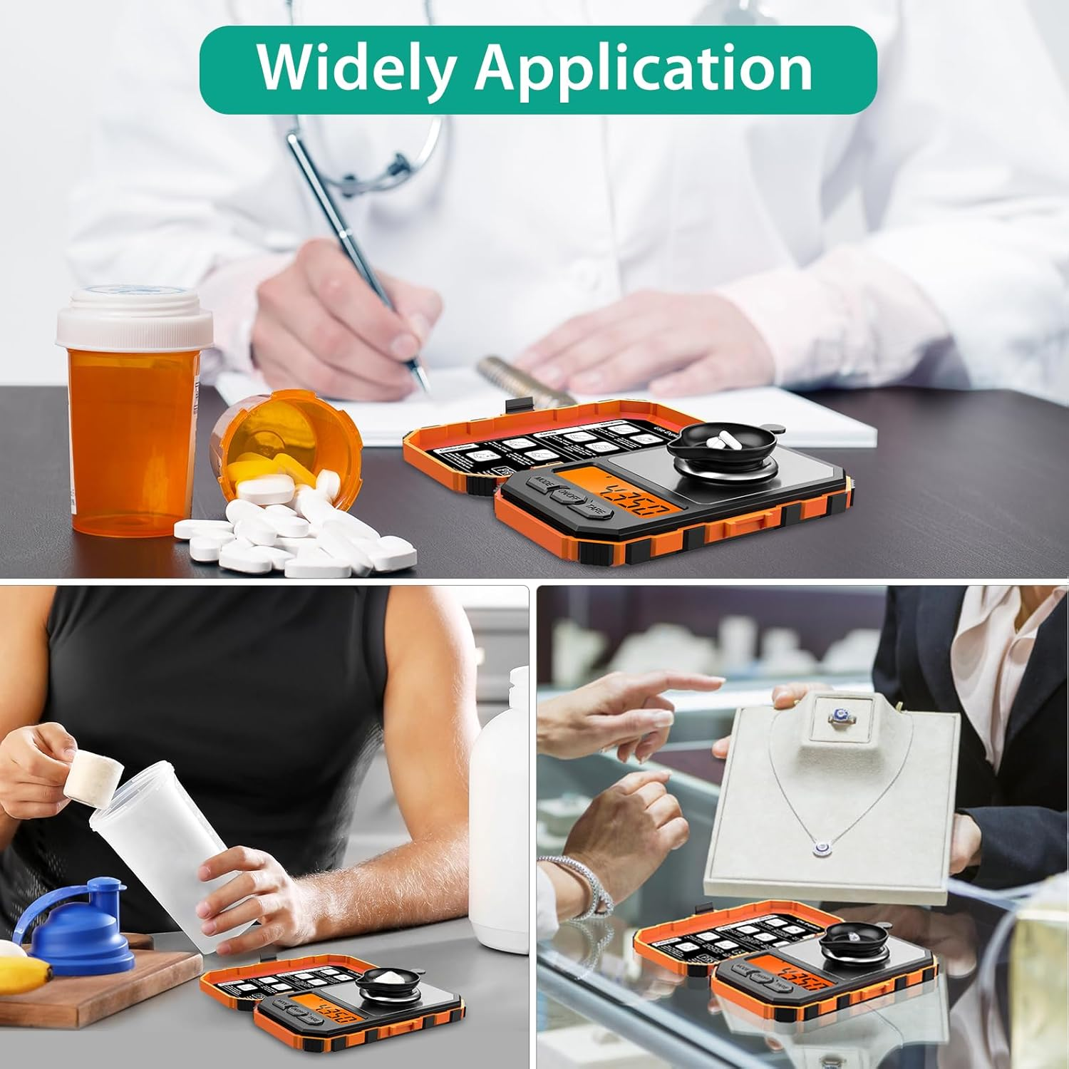 ORIA Digital Pocket Scale, 50G/0.001G Professional Milligram Scale, Portable Kitchen Scale with 6 Units, Calibration Weight, Backlight, Tare Function, Mini Scale for Food,Tablets, Jewelry -Orange - Blue image number 5