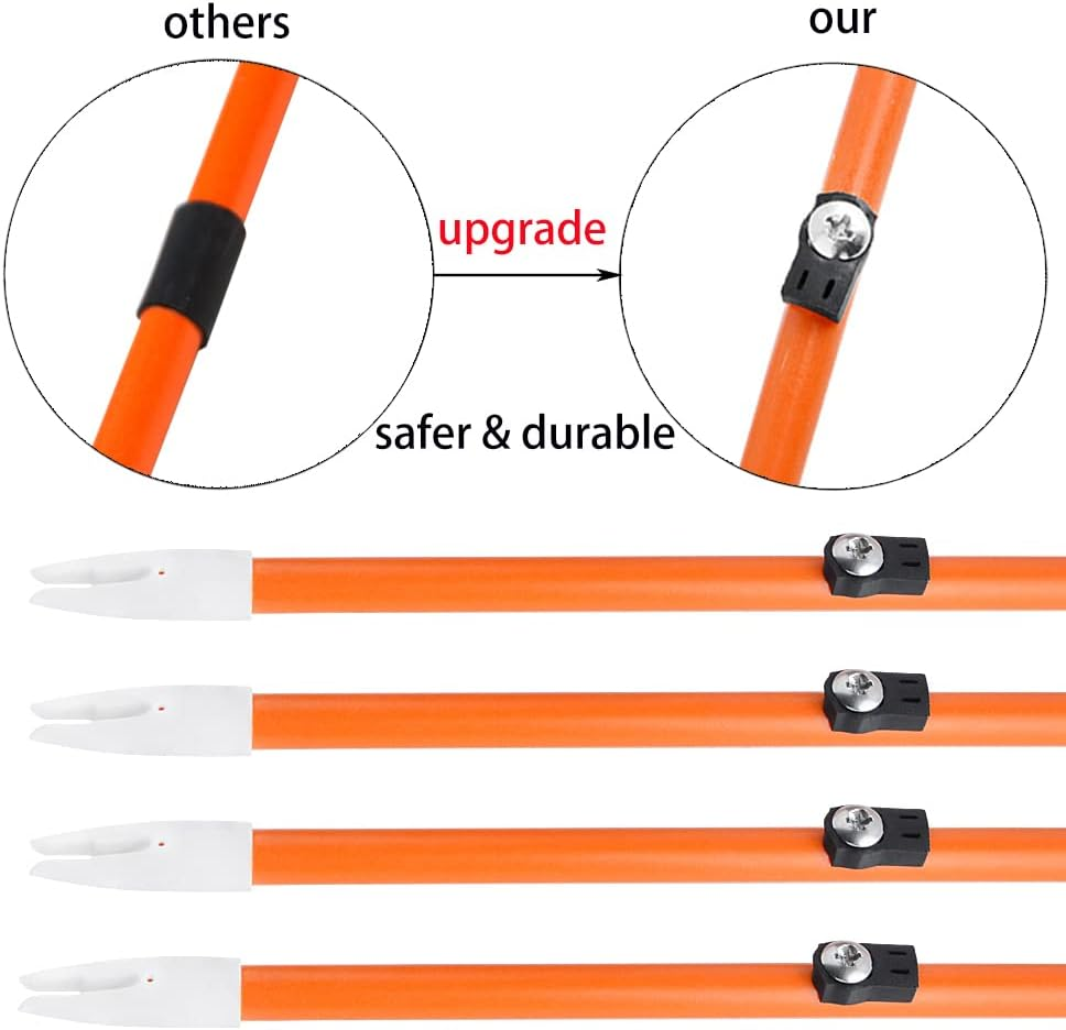 ZSHJGJR 32 Inch Bow Fishing Arrows Archery Fiberglass Fishing Hunting Arrows with Safety Slides for Compound Bow Recurve Bow Fishing Hunting 3/6/12Pcs