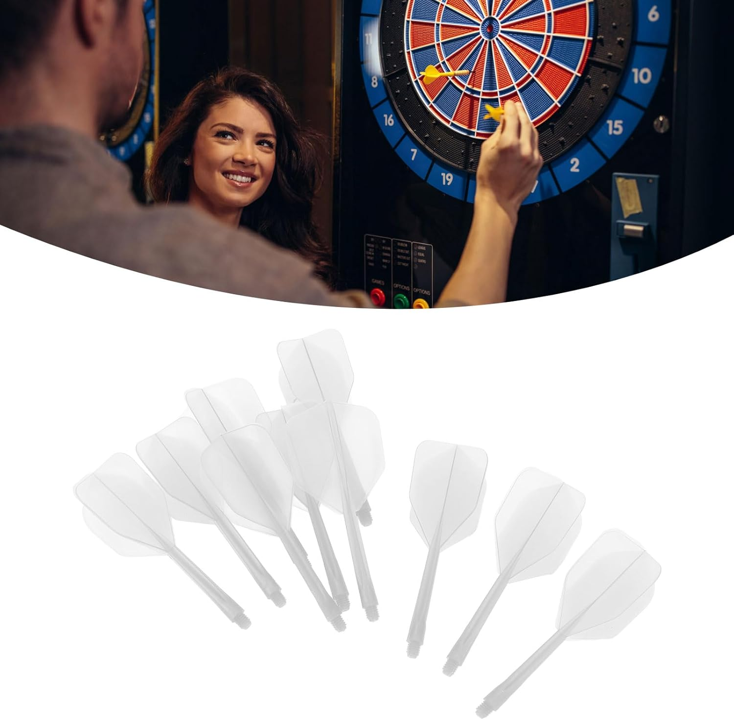 One Piece Dart Flight and Shafts, Plastic 10Pcs Excellent Balance Integrated Dart Shaft and Flights for Dart Game (White) image number 1