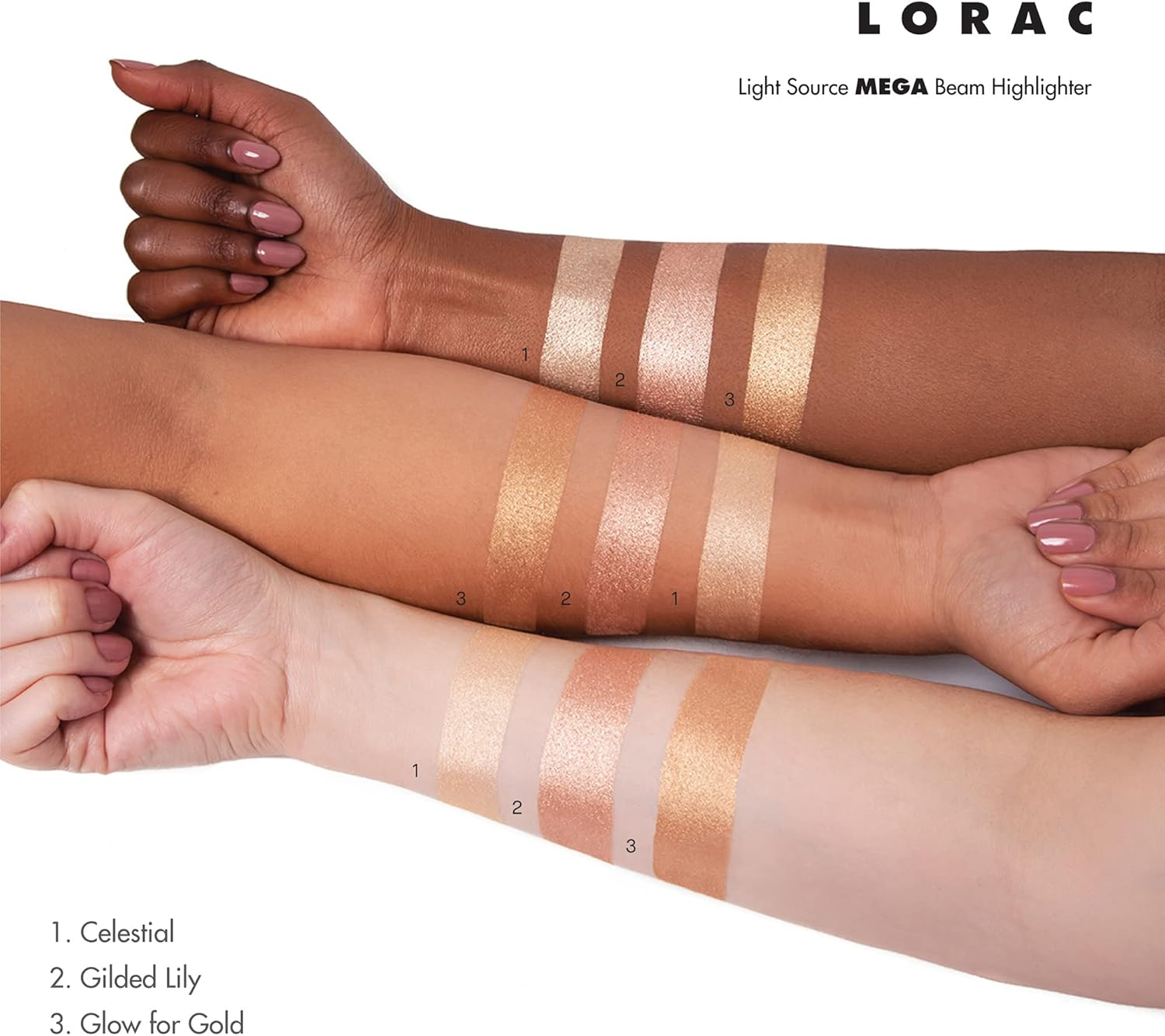 LORAC Gilded Lily Gold Mega Beam Highlighter | Shimmer Highlighter Powder image number 3