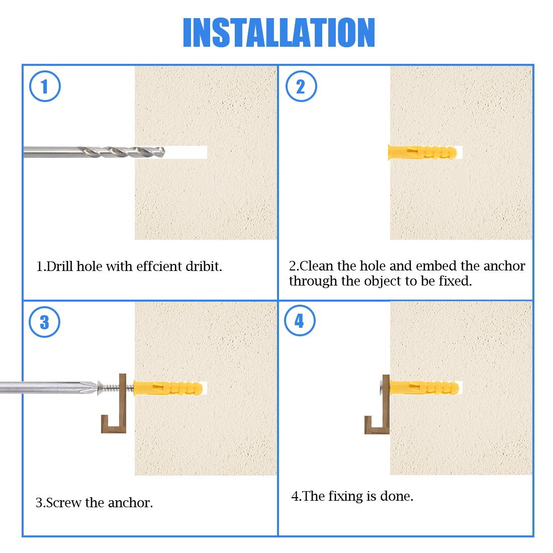 Glarks 212Pcs Phillips Flat Head Self Tapping Screws and Ribbed Anchors Assortment Screws Kit