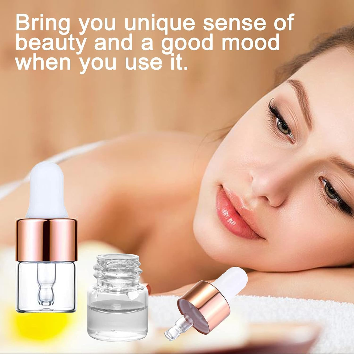 Dropper Bottle,30 Pack 2Ml Small Empty Dropper Bottles with 3 Pipettes, Mini Travel Droppers Bottles for Essential Oil, Cuticle Oil, Perfume & Cosmetics, Clear Glass Vials with Rose Gold Caps image number 1