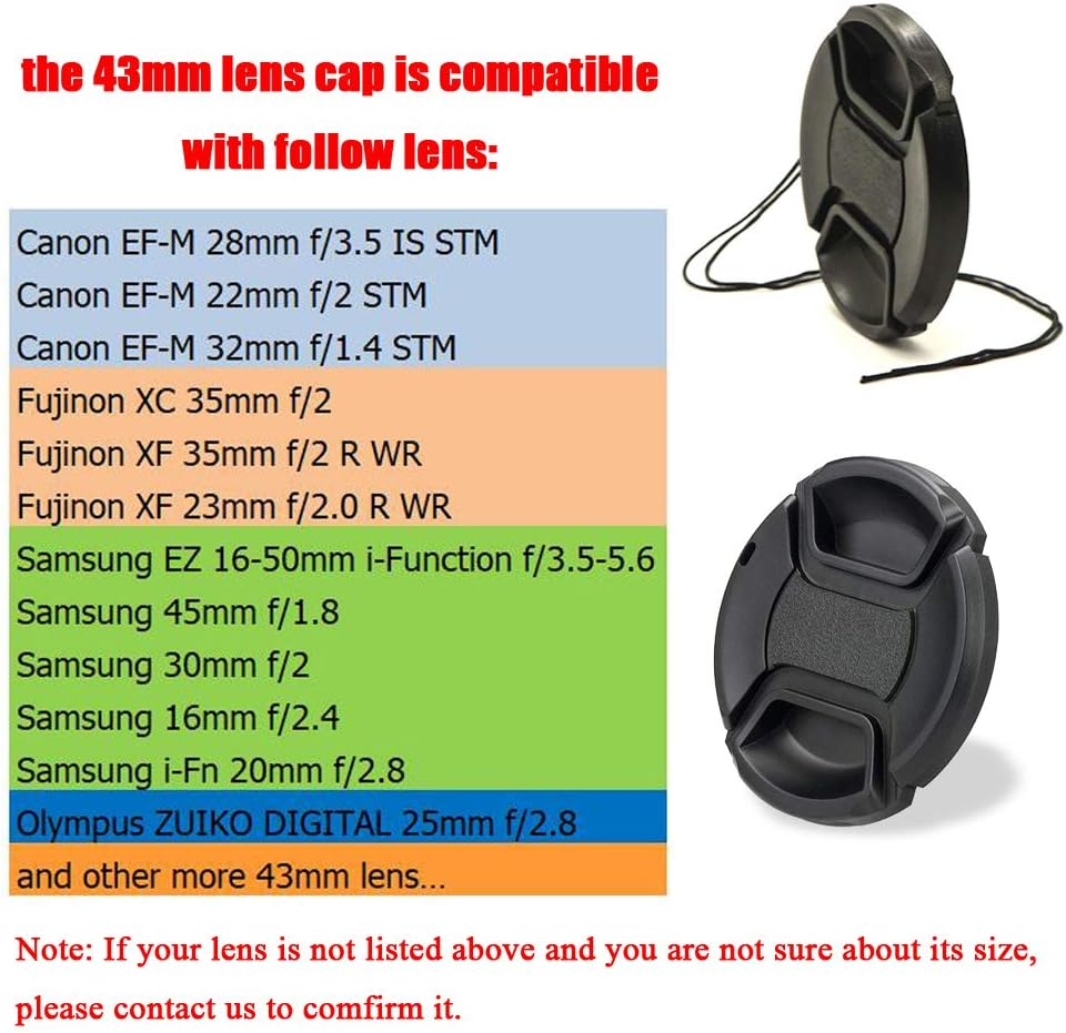 43Mm Lens Cap for Canon EF-M 22Mm F/2 and 28Mm F/3.5 Lens for M2 M3 Camera, 43Mm Center Pinch Cap for Fujinon 35Mm F/2 Lens-2Packs image number 2