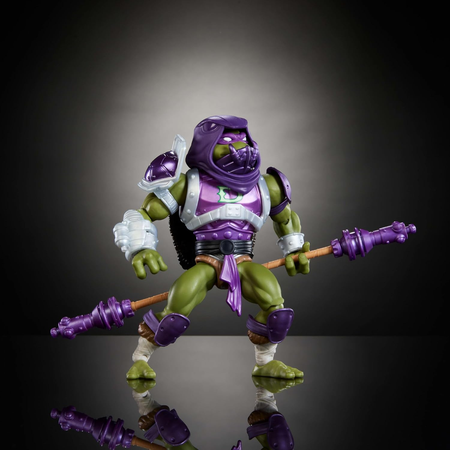 Masters of the Universe Origins Turtles of Grayskull Donatello Reptile Wars Posable Action Figure, Teenage Mutant Ninja & Motu Crossover Donnie Toy image number 1