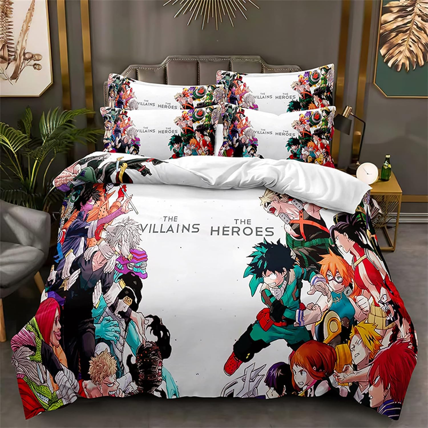 3 Pieces Cartoon Bedding Set All Season Duvet Cover Sets Queen Size Comfy Soft Comforter Cover with Zipper Closure