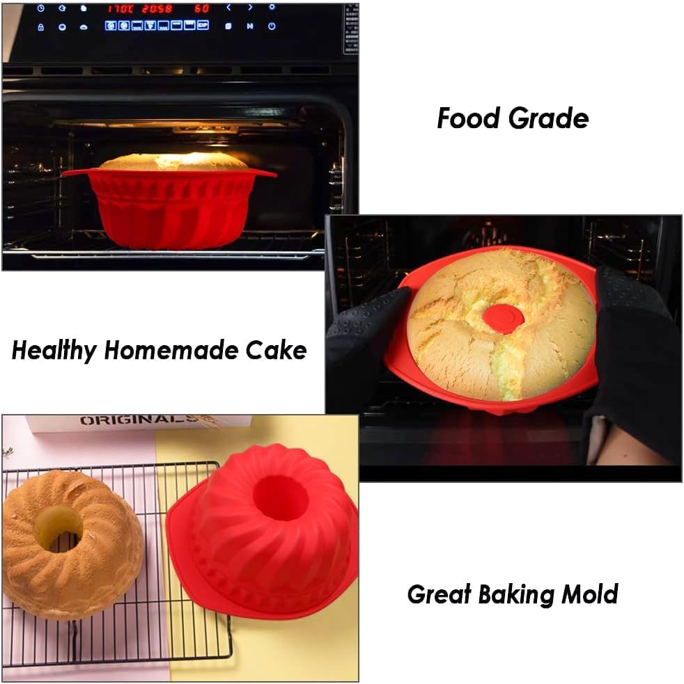 Webake Silicone Fluted Bundt Cake Baking Pan Nonstick Cake Baking Mold Bakeware Fda-Approved image number 6