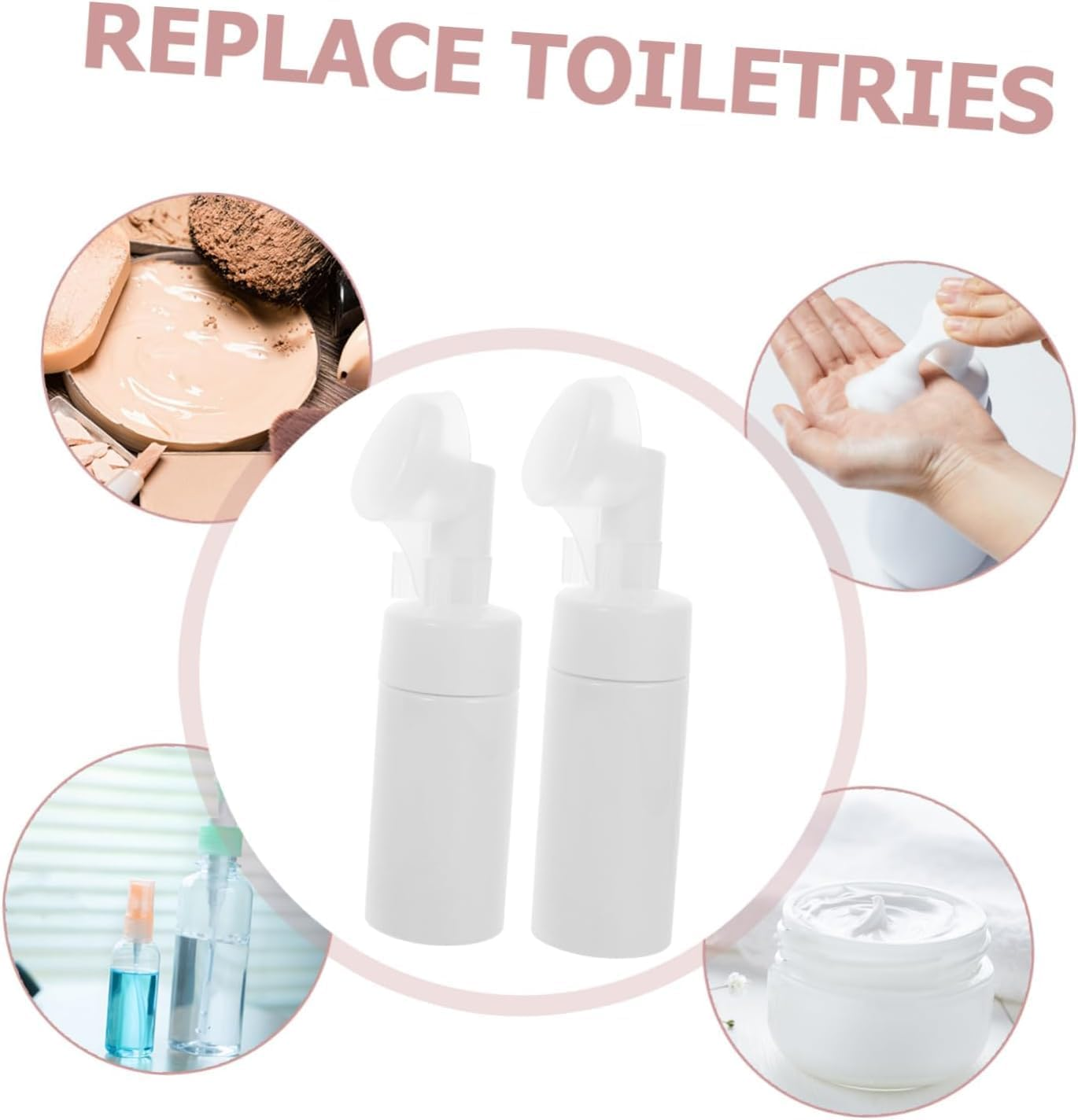 4Pcs Cleansing Bottle Body Wash Container Brush Travel Lotion Container Mini Bubble Bottle Brush Head Bottle Empty Bottle Plastic Face Massage Brush (White, Pack of One) image number 3