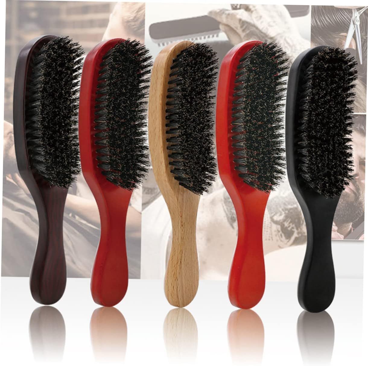 KALLORY Natural Bristles Hair Brush Beech Wood Comb for Women Ergonomic Wood Handle Large Curved Anti-Static Detangling Comb Massage Hair Care and Styling Tool image number 3