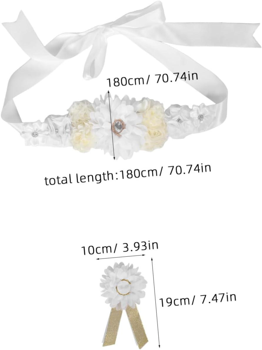 Milisten Adjustable Maternity Sash with Elegant Floral Design for Pregnant Women Soft Breathable Belly Belt for Showers Wedding Photography and Party Support image number 5
