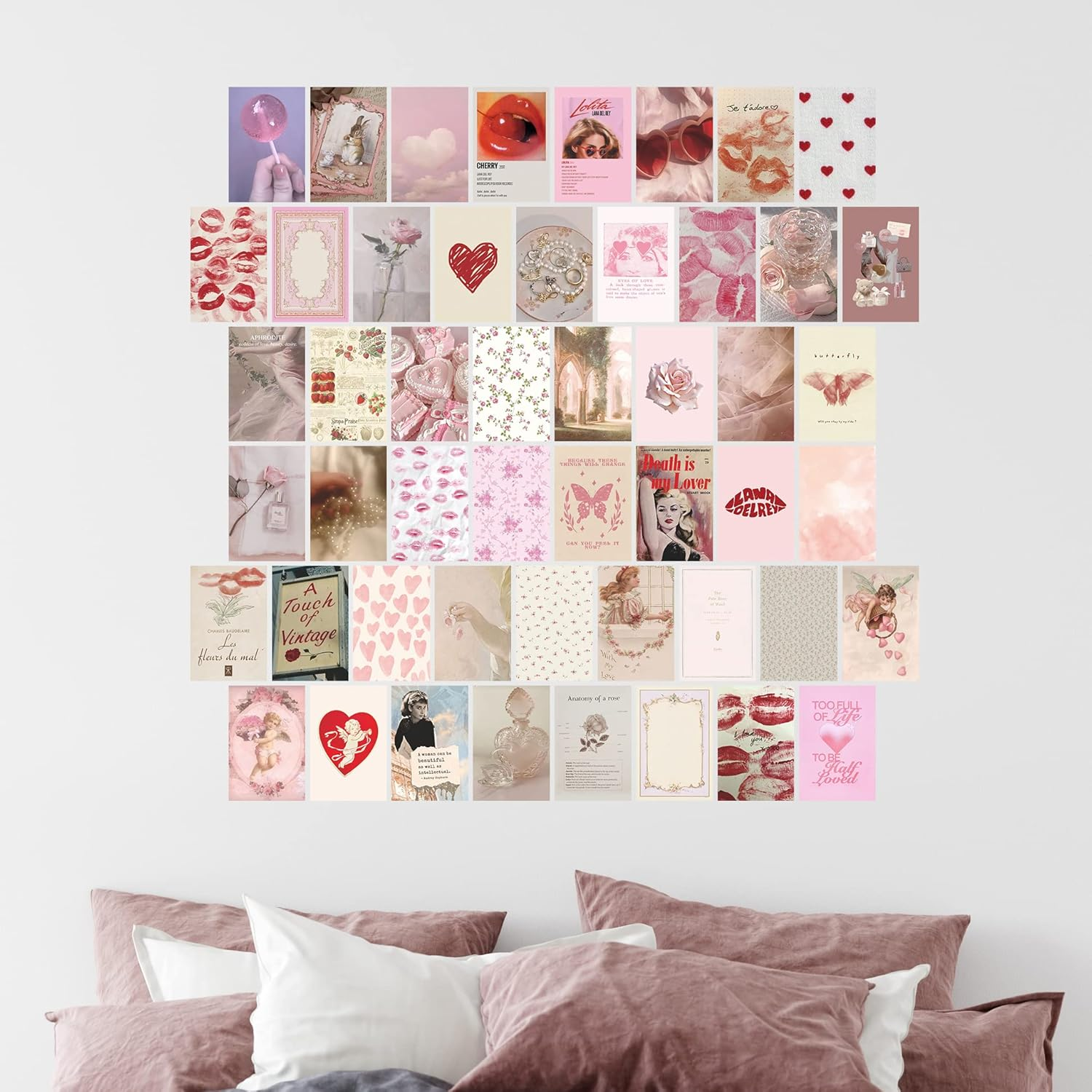 Twodays Coquette Wall Collage Kit, 50Pcs Pink Aesthetic Room Decor Posters (4" &times; 6"), Vintage Posters image number 4
