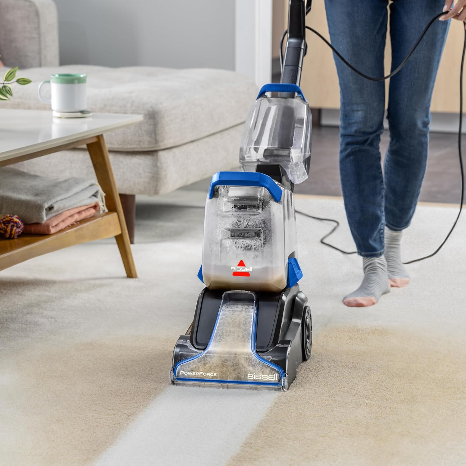 BISSELL Powerforce Upright Carpet Washer 4056F | Lightweight & Compact, Four-Row Deepreach Powerbrush for Powerful Stain & Pet Mess Removal, Easy to Empty & Clean image number 2