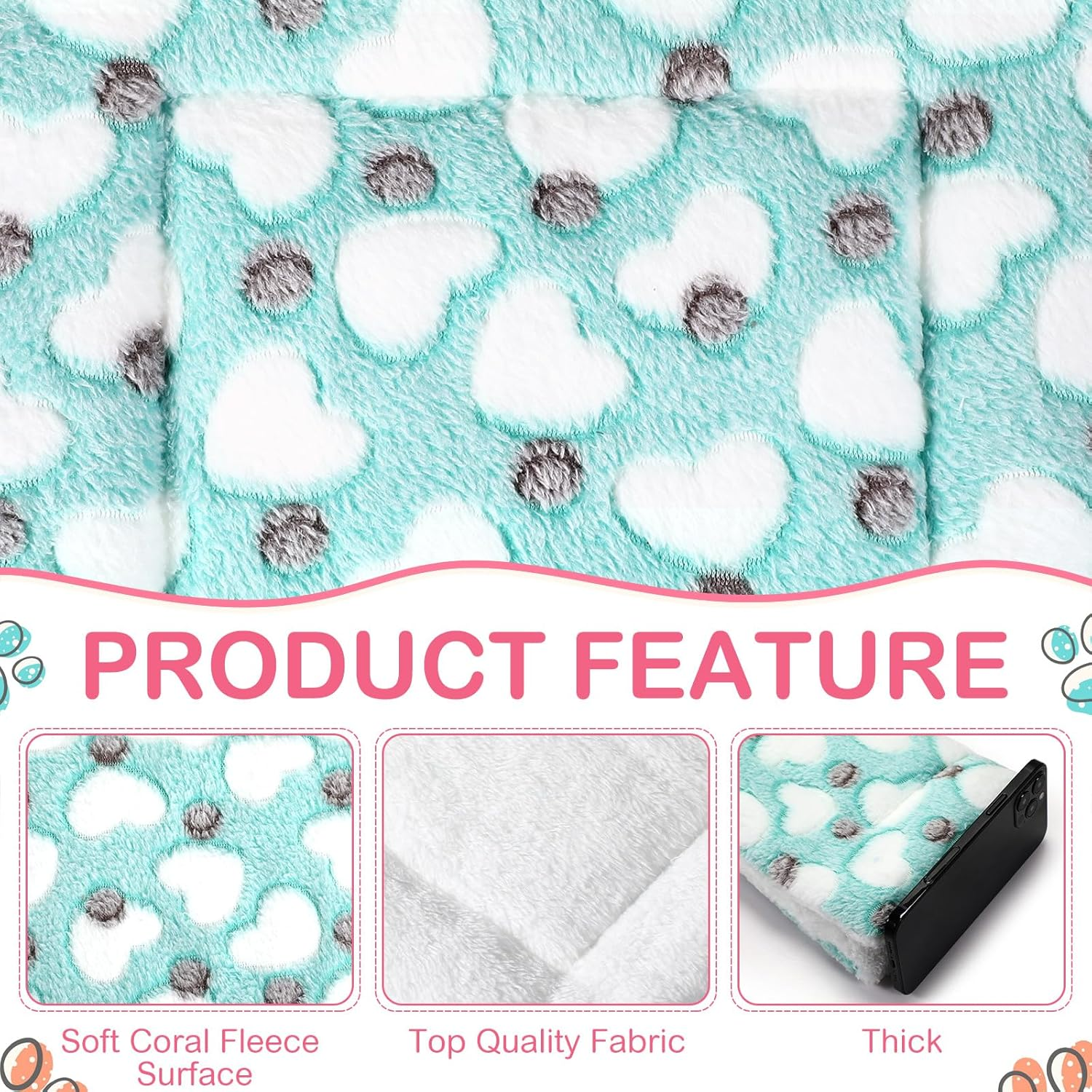 Haull 4 Pcs Waterproof Guinea Pig Bedding Guinea Pig Bed Plush Cage Liners Soft Rabbit Dog Cat Mat Reversible Cozy Winter Animal Pee Pad Hamster Bunny Mat Accessory(Heart,13 X 10 Inch)