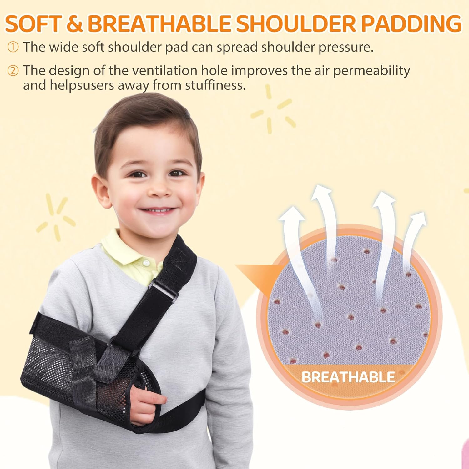 Carm Sling for Kids, Arm Brace with Support Plate, Arm Support Sling Shoulder Immobilizer for Children Shoulder Injury, Suit for Left and Right Arms, Boy and Girl(Black-Xs) image number 1