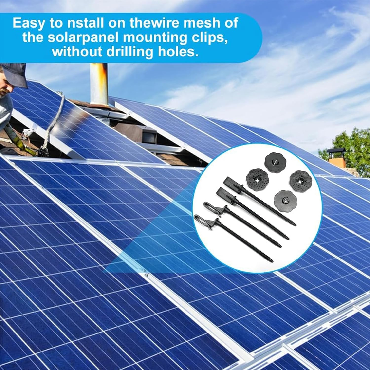 50 Sets Solar Panel Mesh Clips, Fence Panel Fastener Kit for Bird & Critter Guard, Nylon Roof Clips to Stop Pigeon Bird Access, Animal Guard Wire Mesh Fixing Kit for Outdoor Use