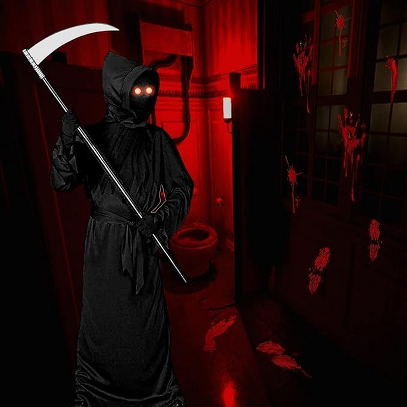 Adults Halloween Scary Costume Grim Reaper Costume for Men Women with Scythe for Adults Halloween Party Dress Up