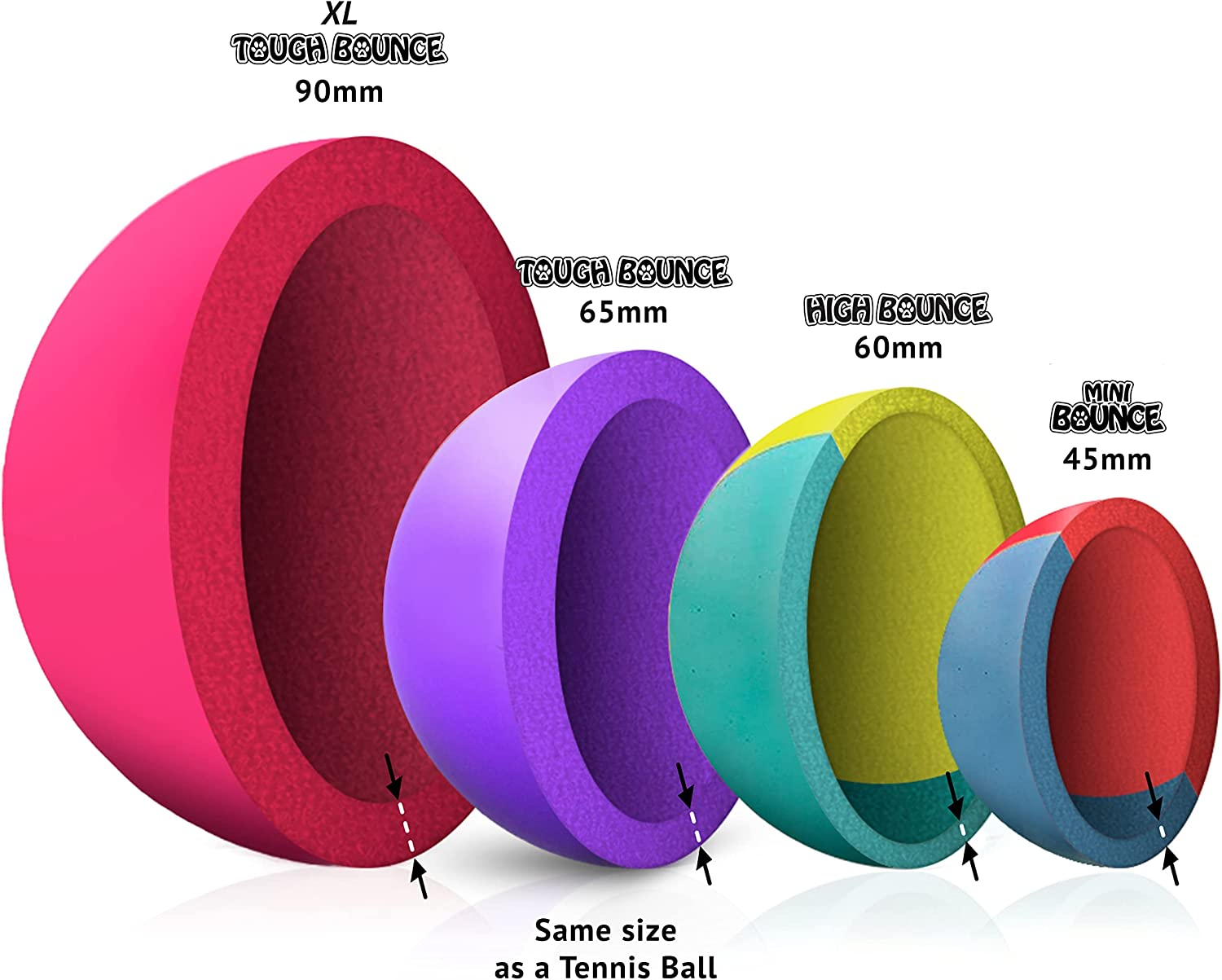 SPORTSPET Tough Bounce Natural Rubber Dog Balls - Highly Durable Tough Bounce Balls (65Mm) image number 2